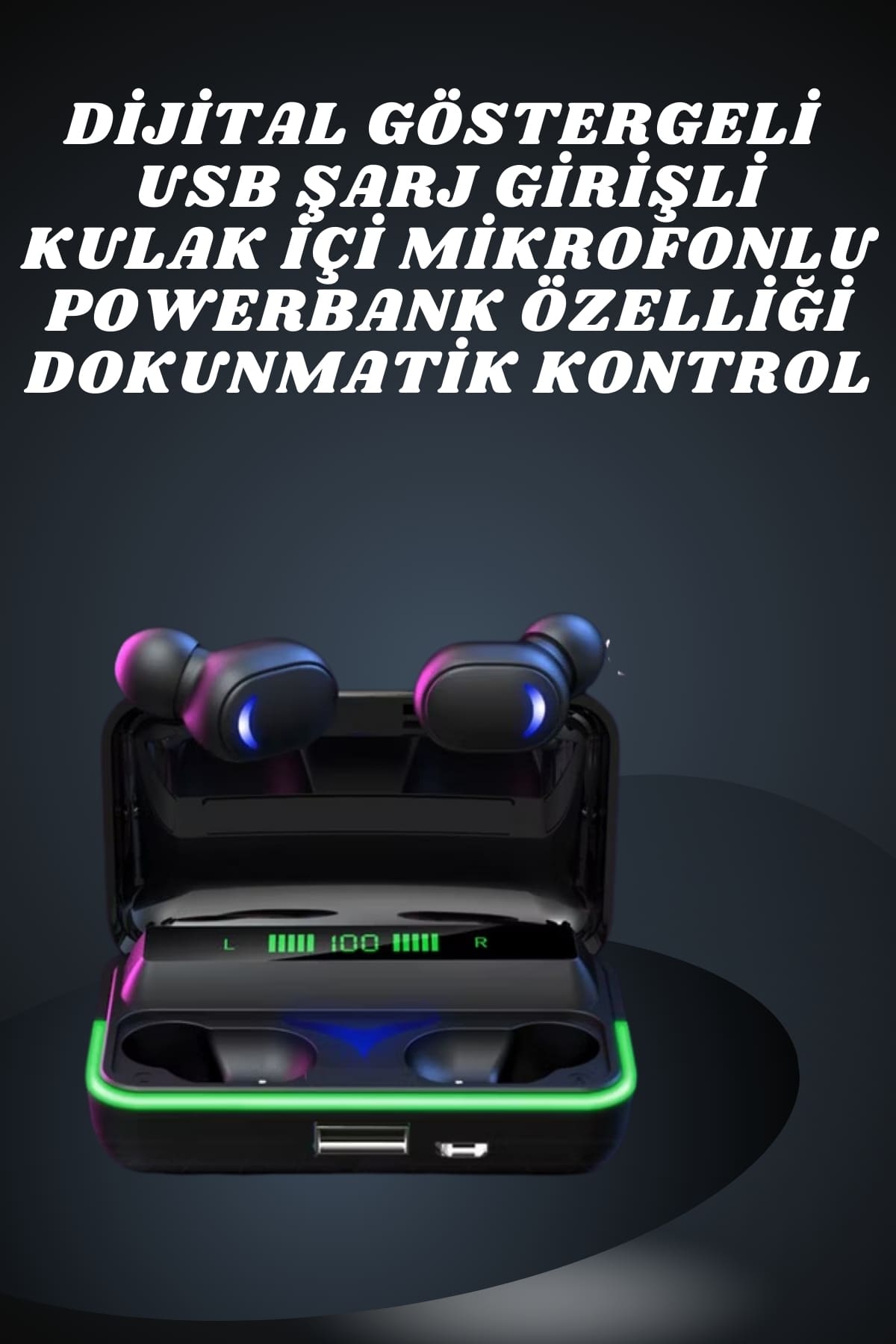 İkili Bluetooth Kulaklık Dijital Göstergeli Uzun Pil Ömrü Yüksek Ses Kaliteli - Lisinya