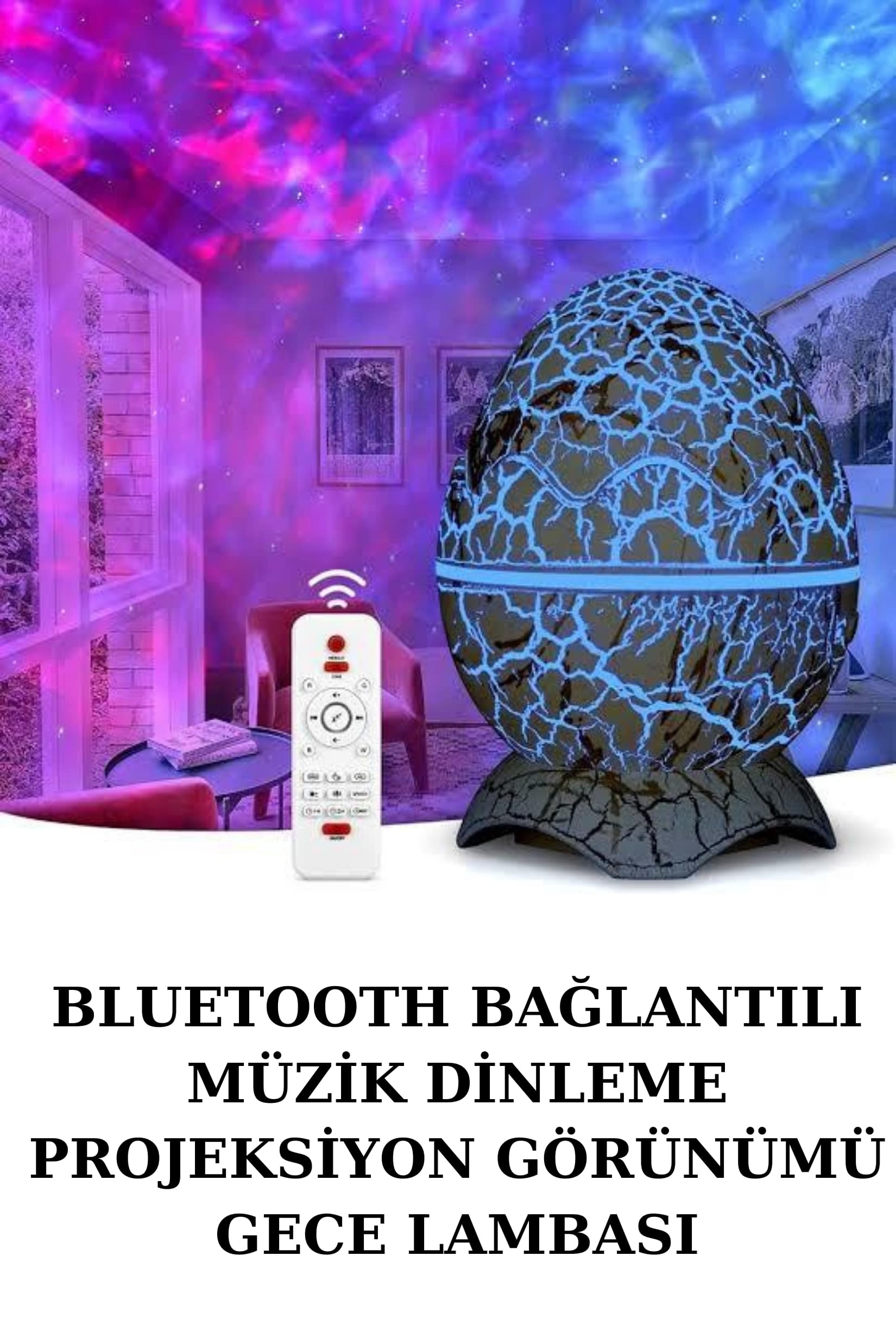 Yumurta Şeklinde Su Dalgalı Bluetooth Speaker Lamba Renkli Şarjlı - Lisinya