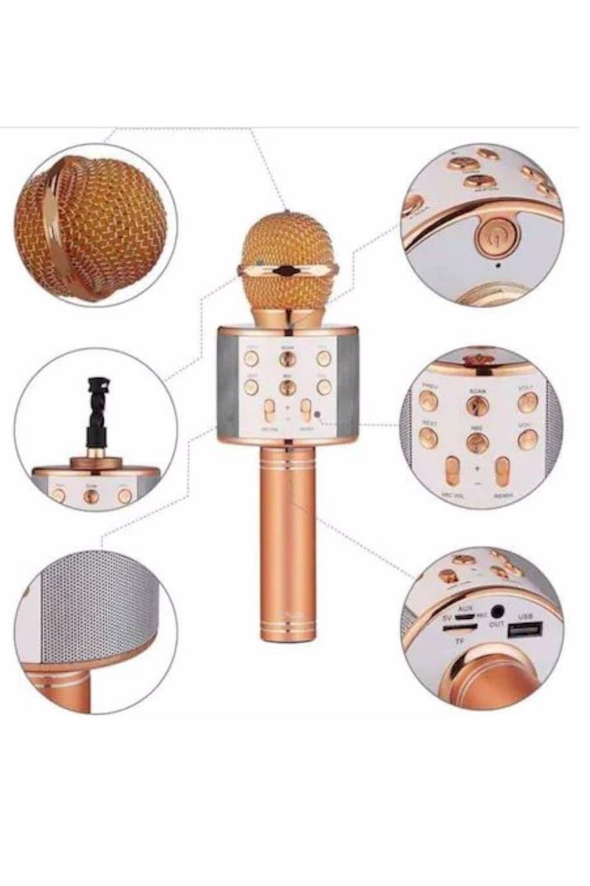 Karaoke Mikrofon Bluetooth Bağlantılı Aux Girişli Uzun Pil Ömrü Yüksek Ses Kaliteli - Lisinya