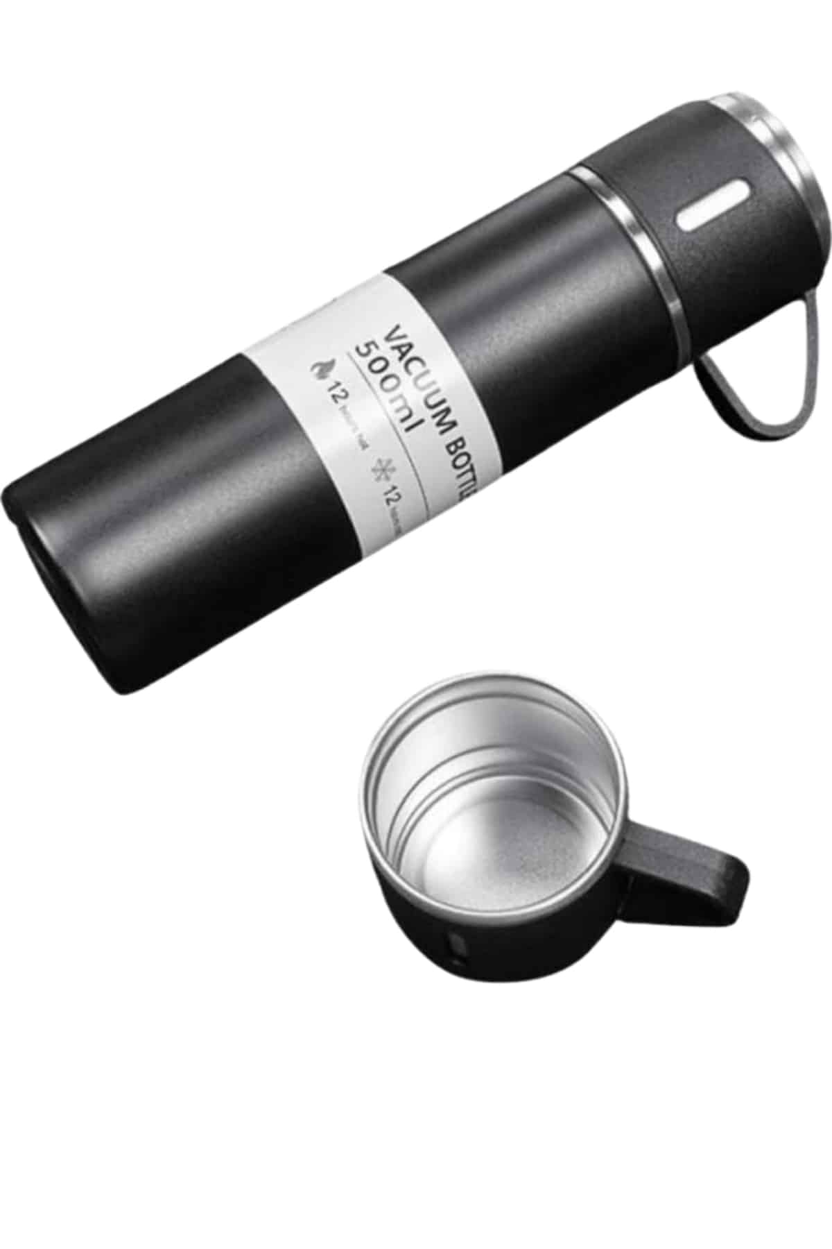 Termos Seti 3'lü Bardak Seti Isı Dayanıklı Siyah Paslanmaz Çelik Vakumlu - Lisinya