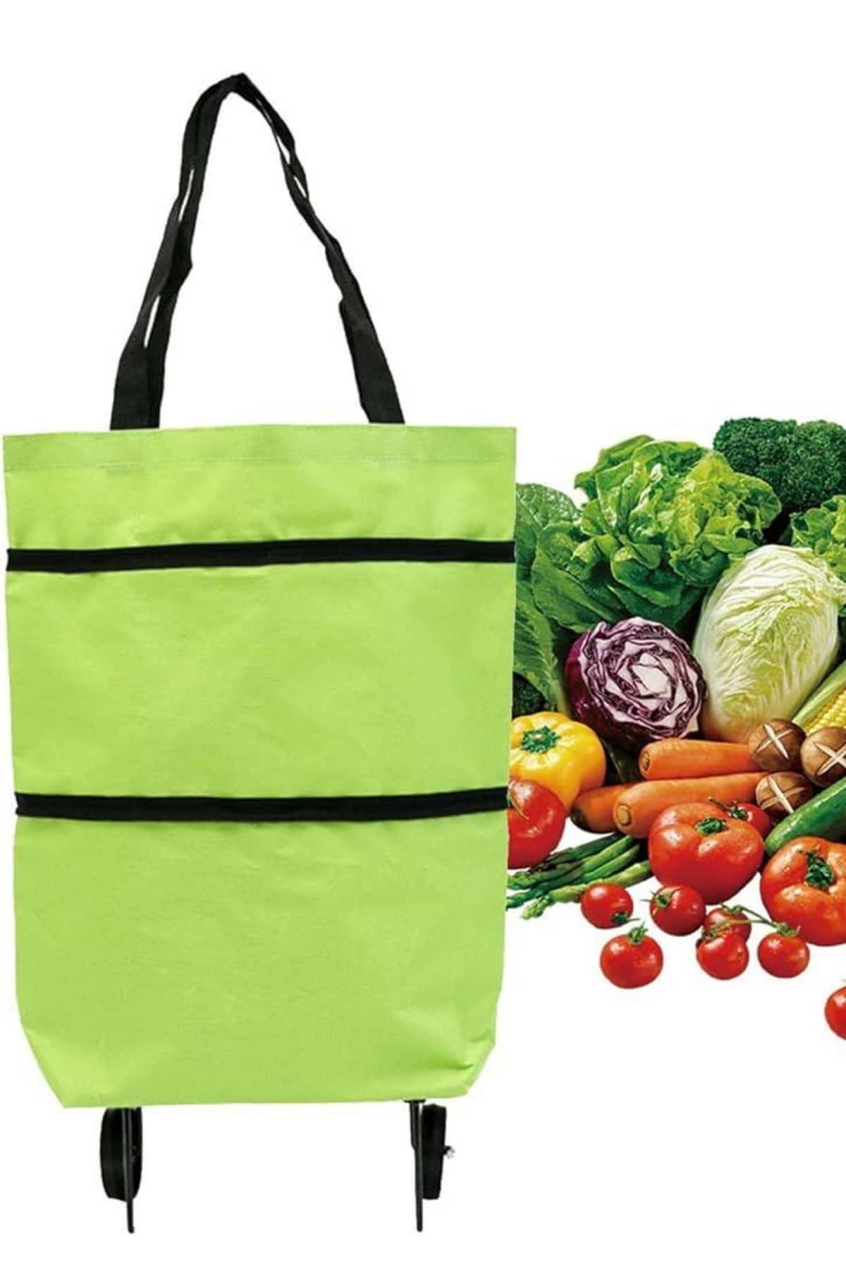 Katlanabilir Tekerlekli Alışveriş Çantası Pratik ve Detaylı Pazar Arabası - Lisinya