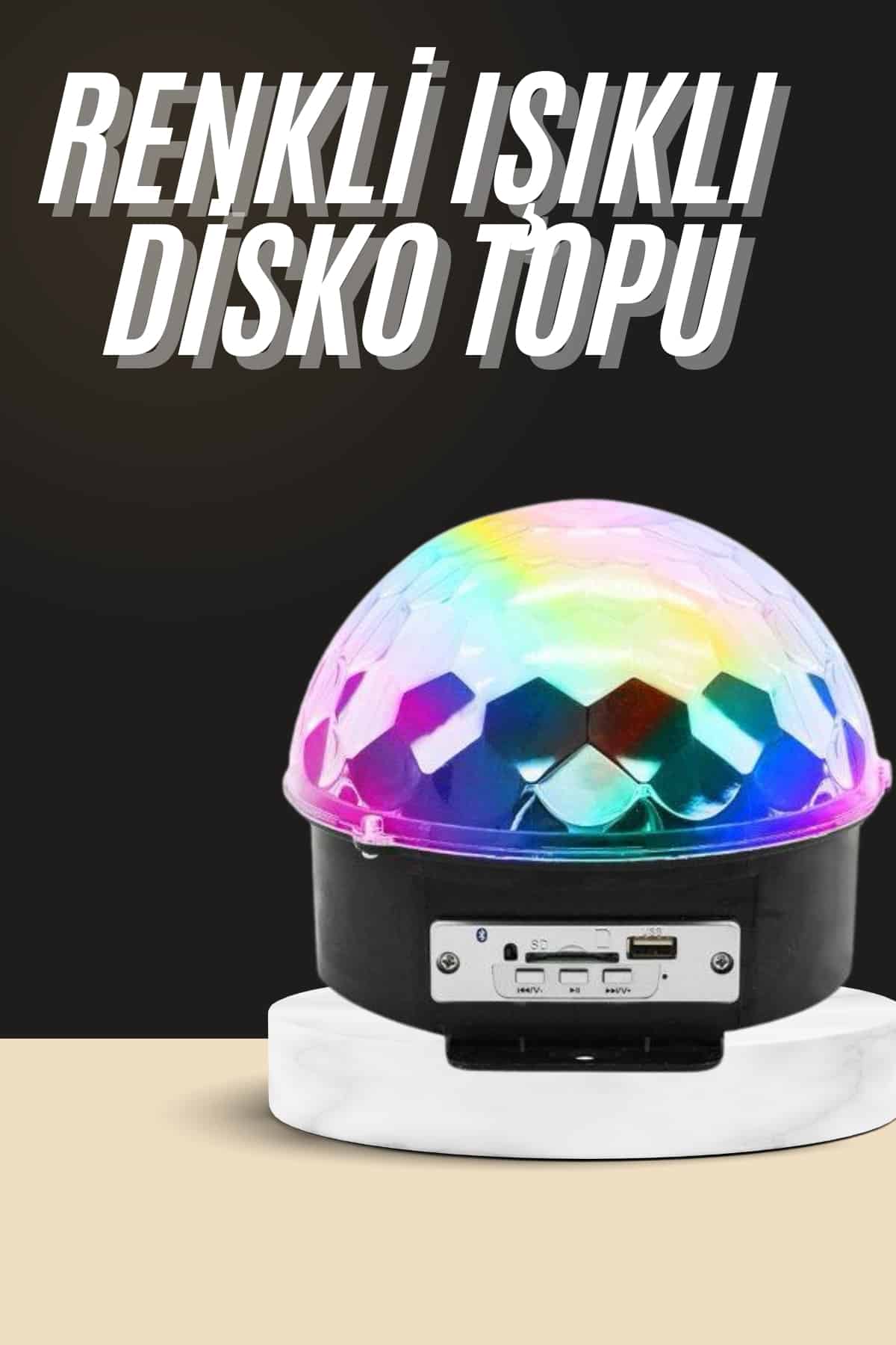 Led Işık Disko Topu Bluetooth Hoparlörlü USB Müzik Çalar Kumandalı - Lisinya