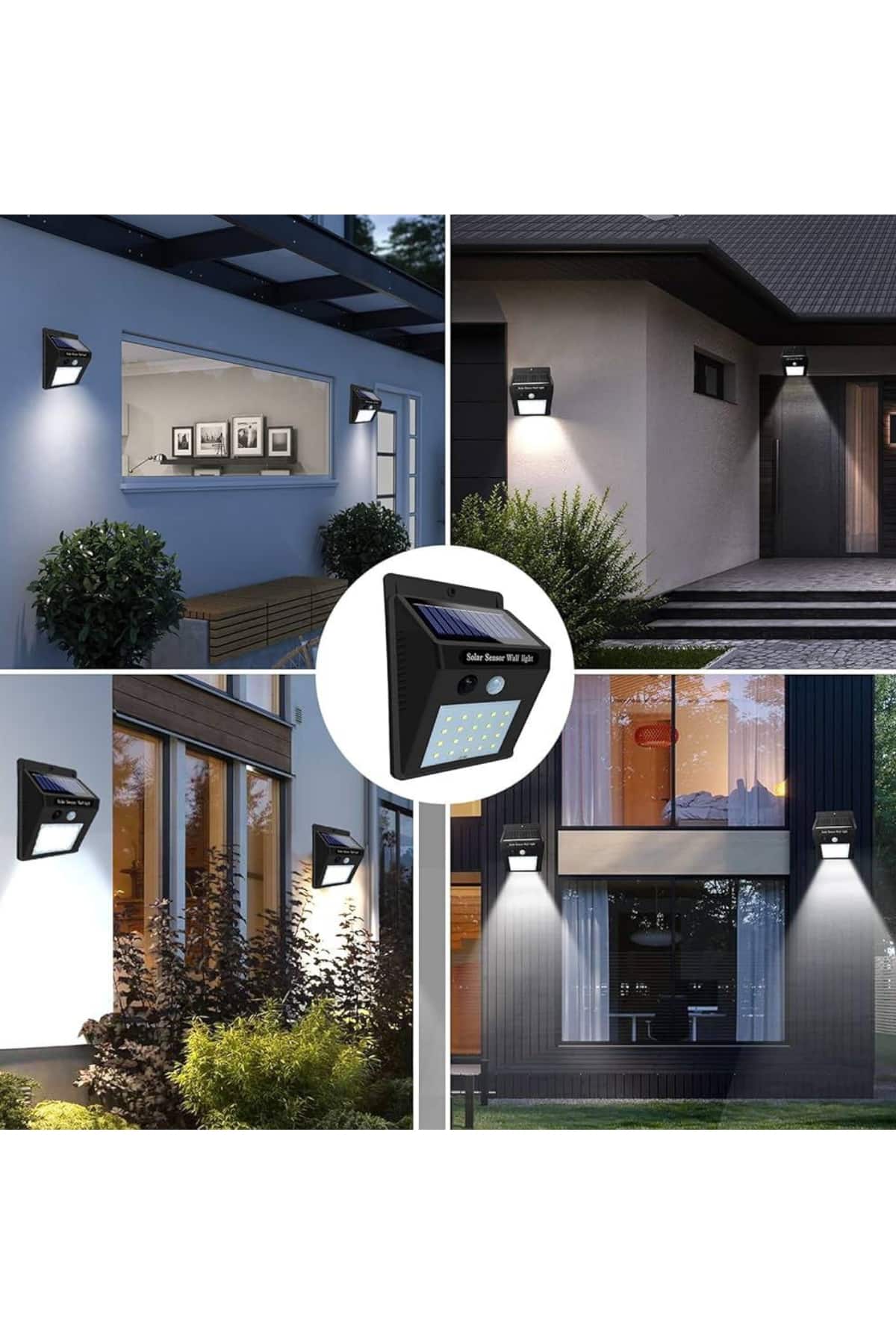 Güneş Enerjili Sensörlü Duvar Lambası Bahçe Lamba Suya Dayanıklı Bahçe Aydınlatma - Lisinya