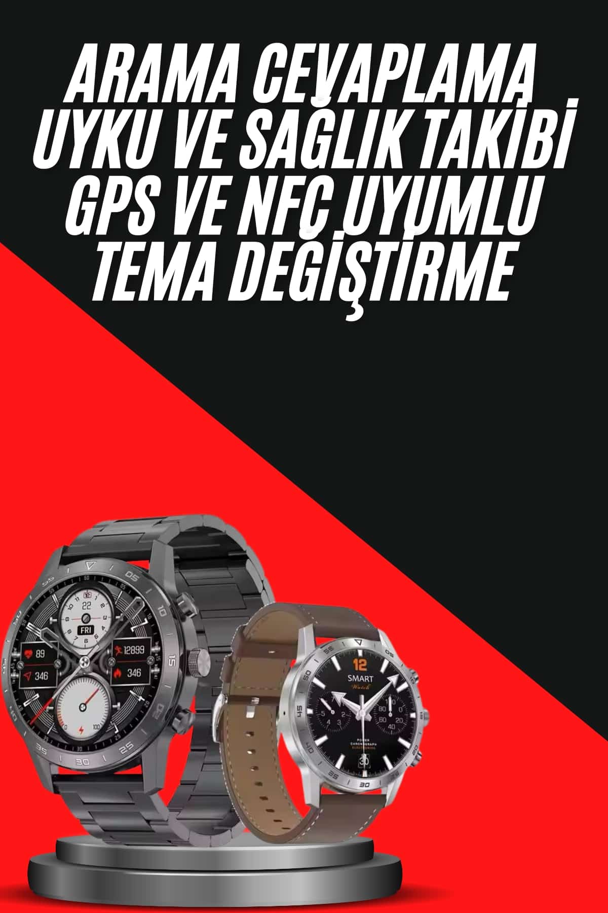 Erkeklere Özel Akıllı Saat Çelik Kordon Bluetooth Bağlantılı İOS ve Android Uyumlu - Lisinya