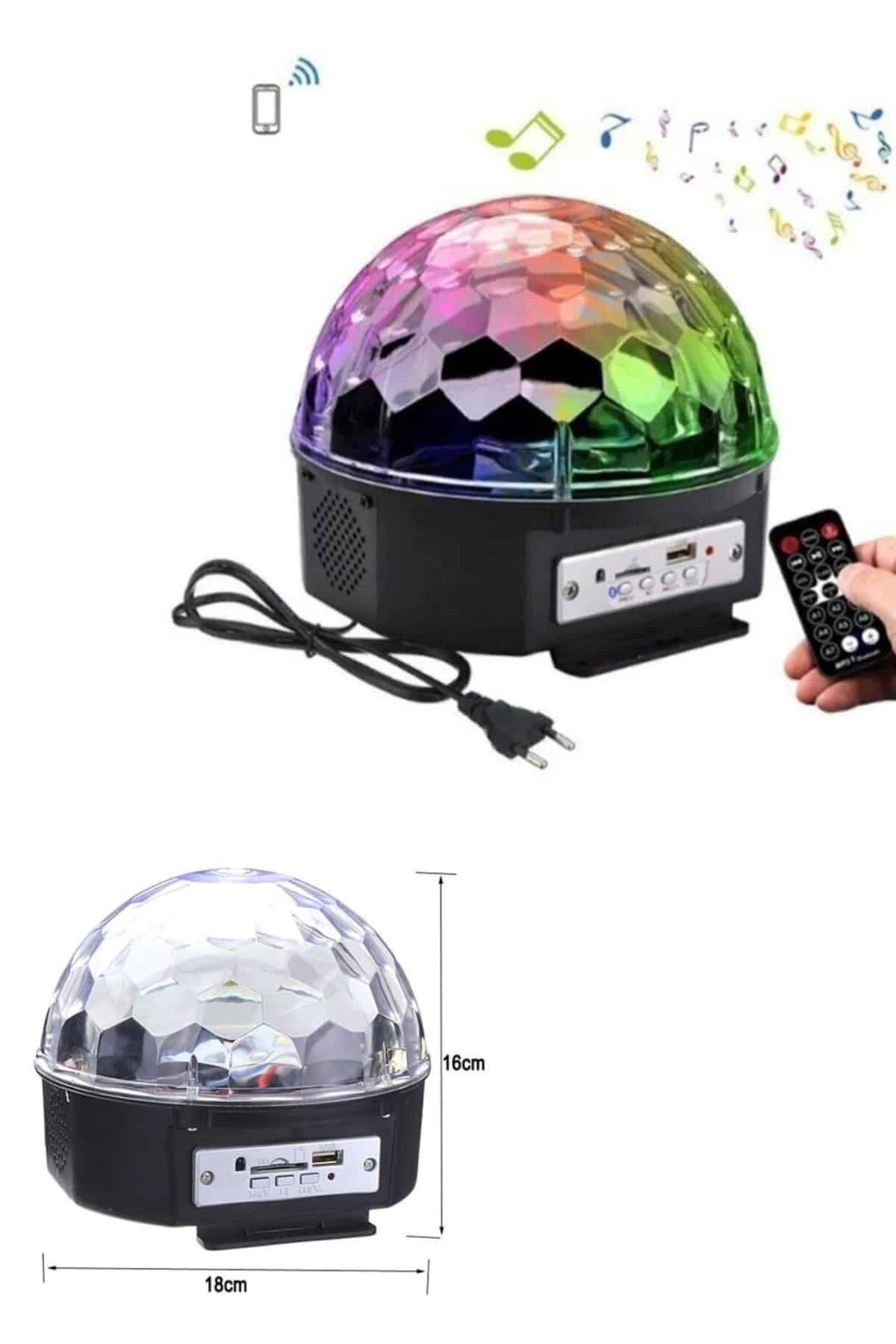 Led Işık Disko Topu Bluetooth Hoparlörlü USB Müzik Çalar Kumandalı - Lisinya Led Işık Disko Topu Bluetooth Hoparlörlü USB Müzik Çalar Kumandalı - Lisinya