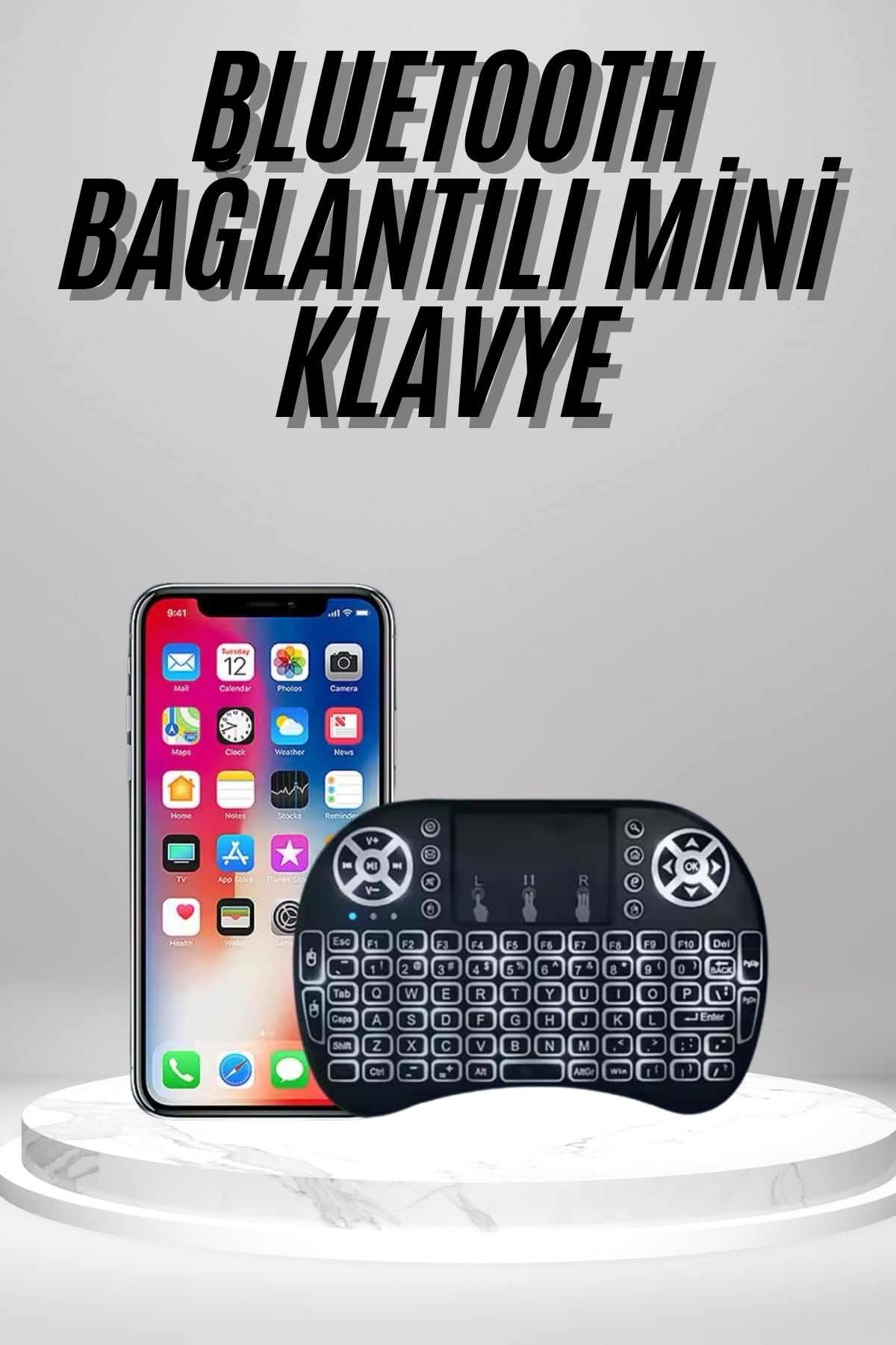 Kablosuz Türkçe Q Klavye RGB Işıklı Televizyon Ps3 Dokunmatik Mouse - Lisinya