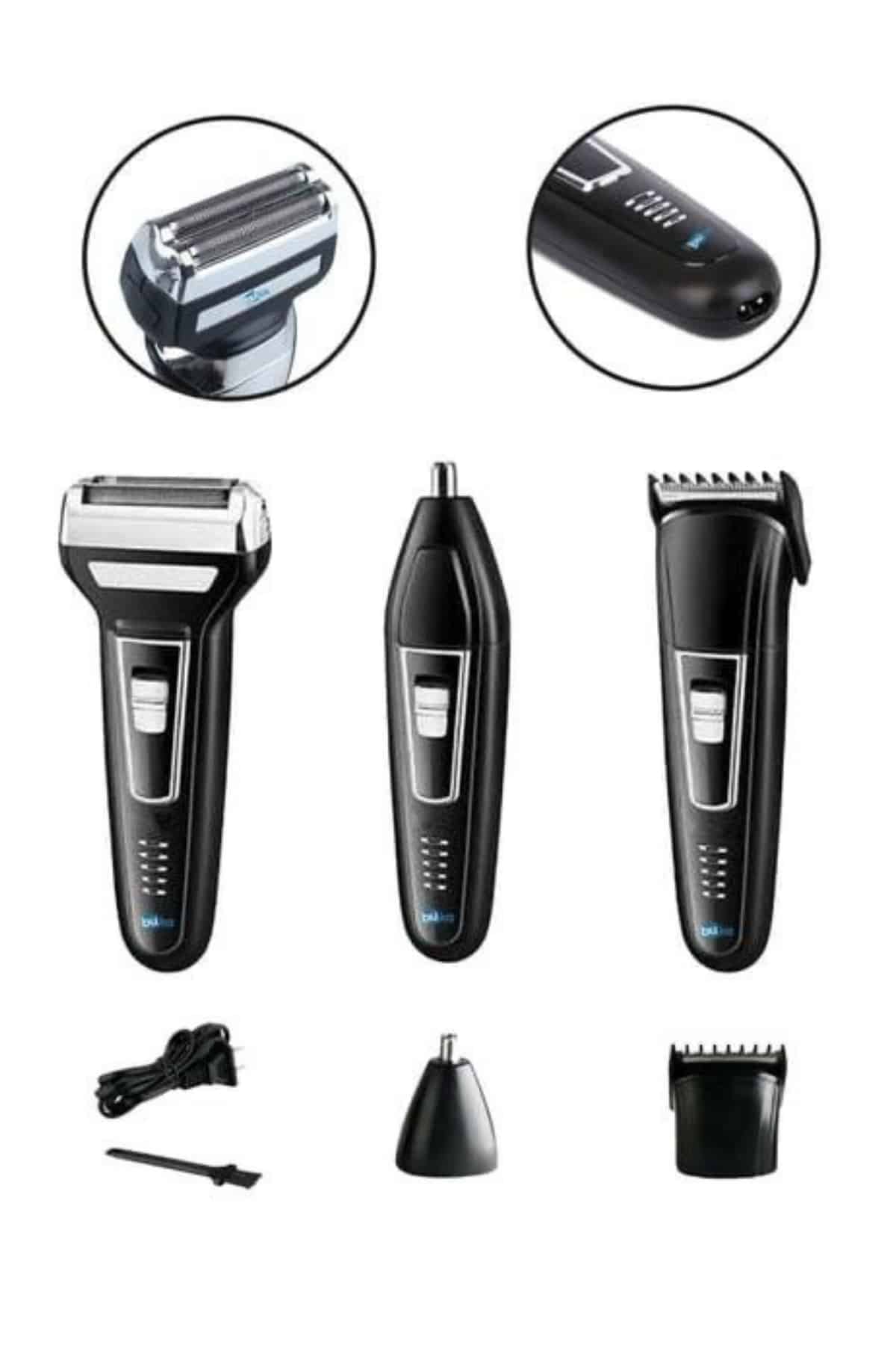 Tıraş Makinesi 3 Başlıklı T Başlıklı Hassas Ciltlere Özel Saç Sakal Vücut Kulak ve Burun - Lisinya