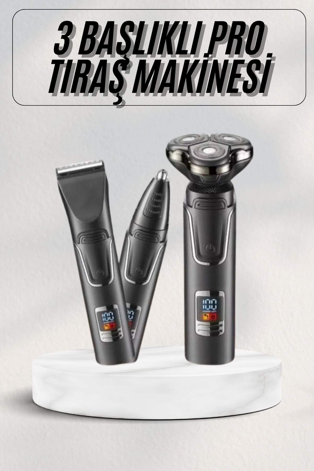 Yüksek Performanslı 3 Başlıklı Profesyonel Şarjlı Islak ve Kuru Kullanıma Uygun - Lisinya