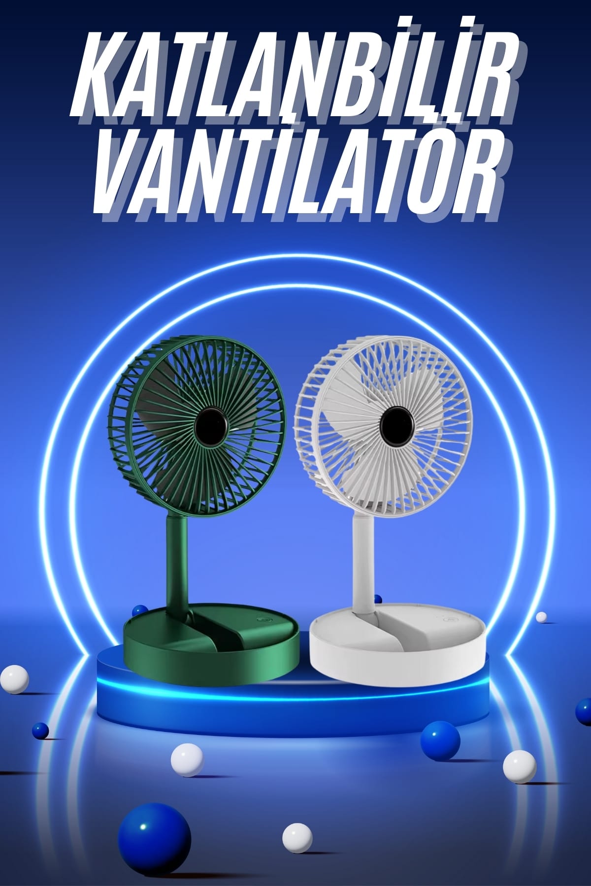 3 Kademe Hız Ayarlı Vantilatör Telefon Standlı Şarjlı Katlanabilir Soğutucu Pervane - Lisinya