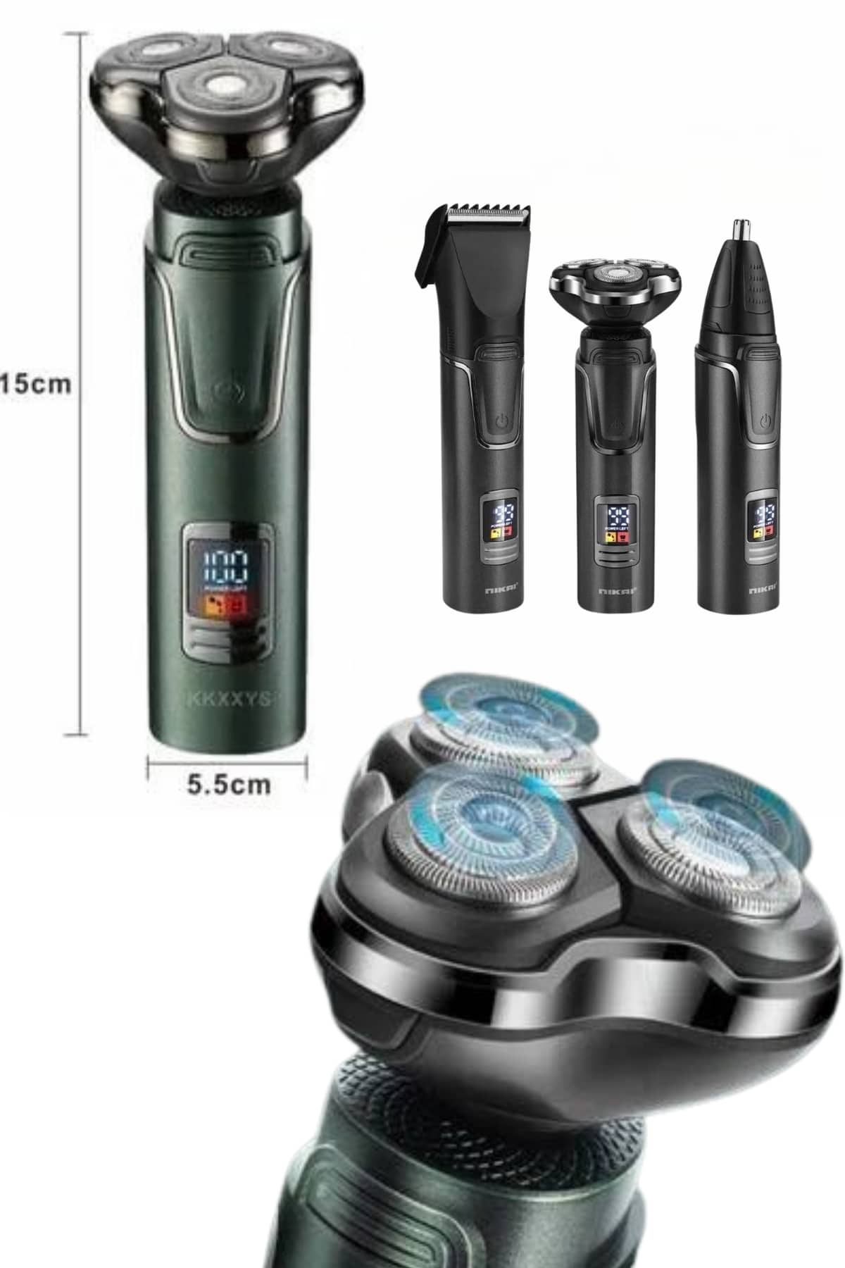 Yüksek Performanslı 3 Başlıklı Profesyonel Şarjlı Islak ve Kuru Kullanıma Uygun - Lisinya