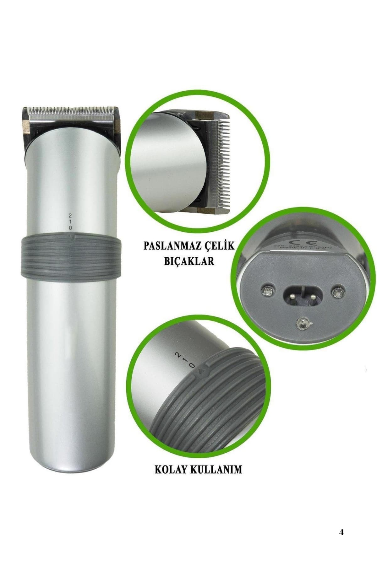 Yeni Nesil Profesyonel Şarjlı Saç Sakal Tıraş Makinesi Ayarlanabilir 4 Taraklı - Lisinya