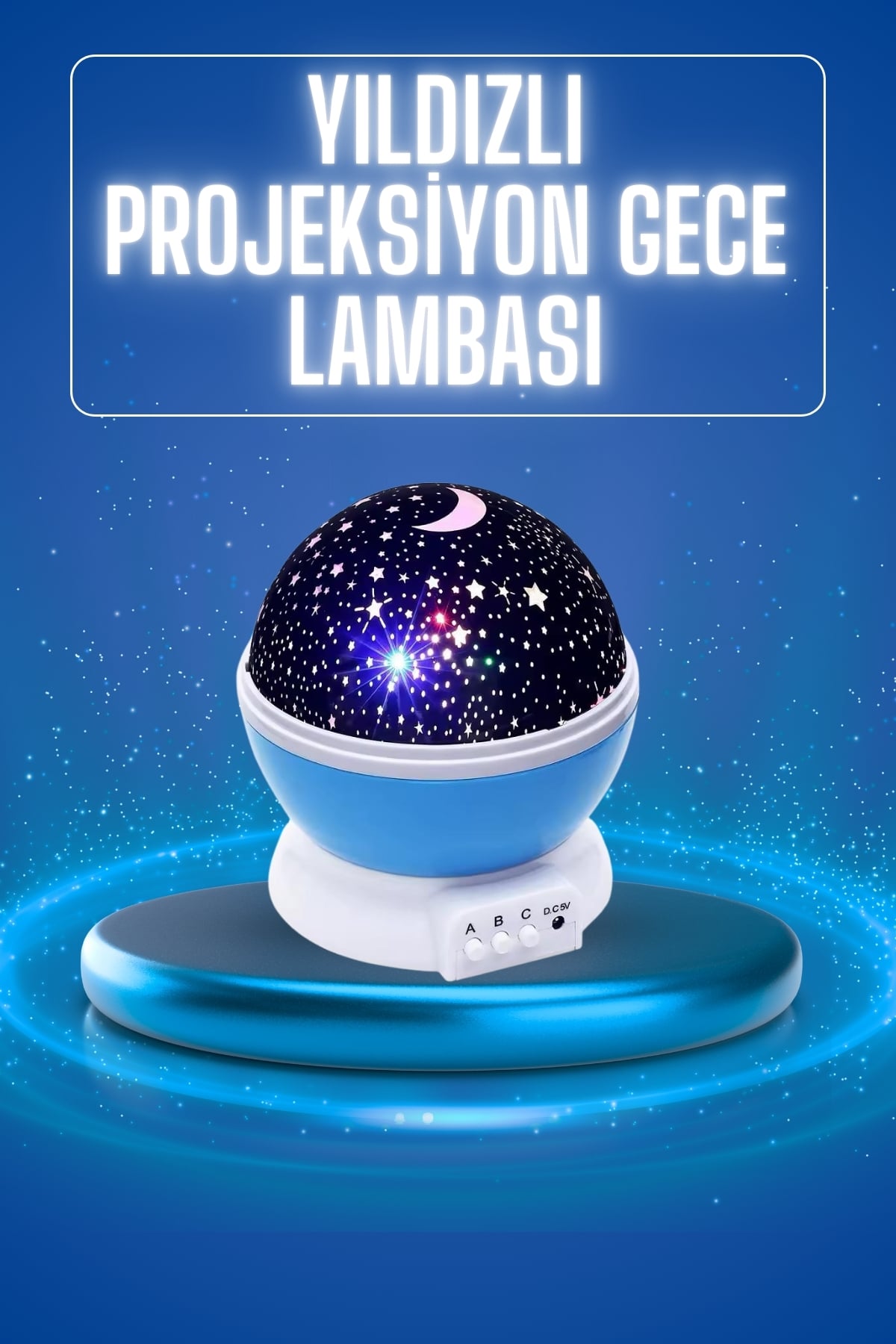 Yıldızlı Gece Lambası Mor Projeksiyon Görünümlü Masa Lambası Renk Değiştirebilen - Lisinya