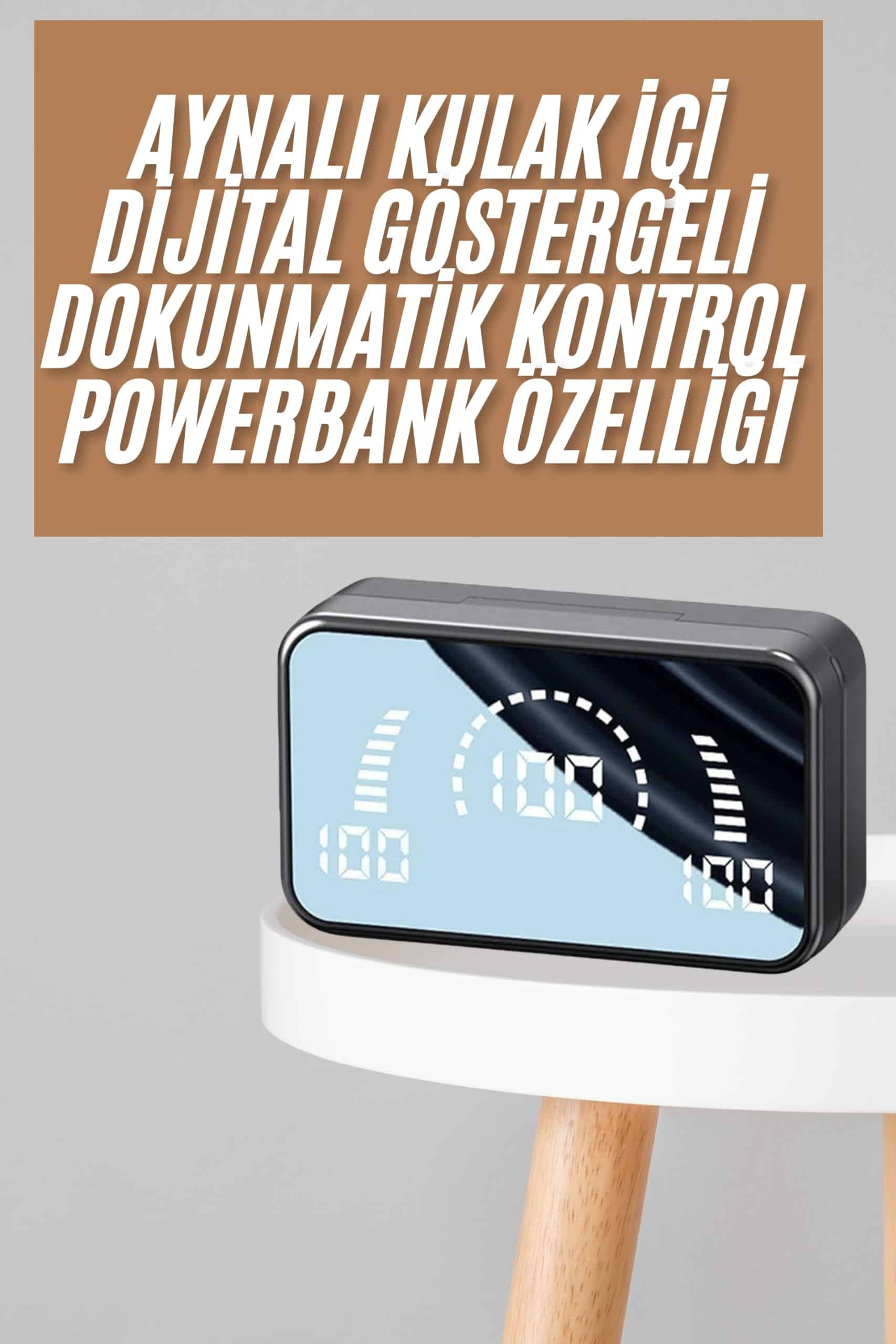 Powerbankli Bluetooth Kulaklık Yüksek Ses Aynalı Çift Dijital Gösterge Ekranı - Lisinya