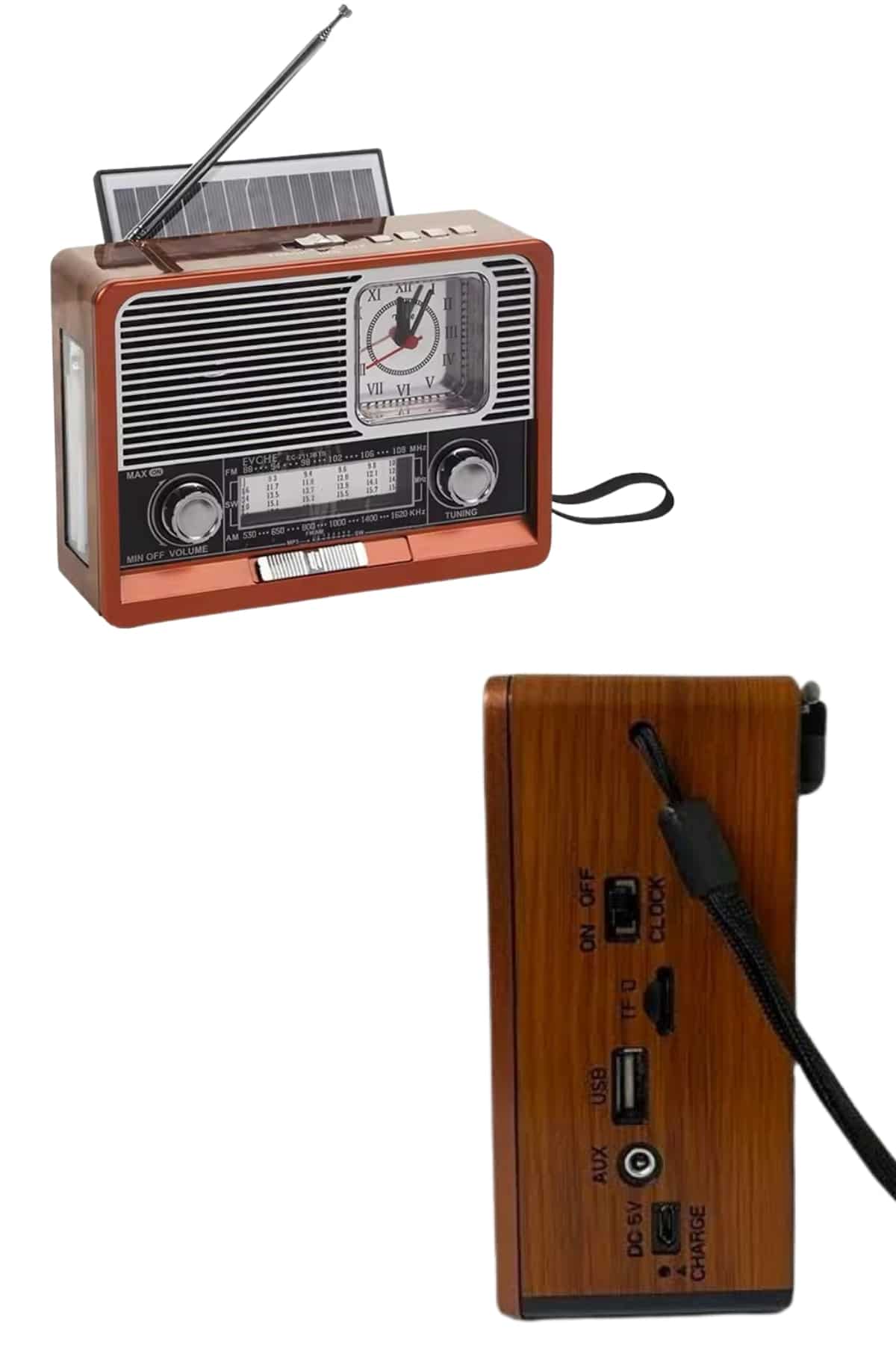 Vintage Nostaljik Radyo AUX USB SD Kart Girişli Şarjlı Bluetooth Bağlantılı - Lisinya