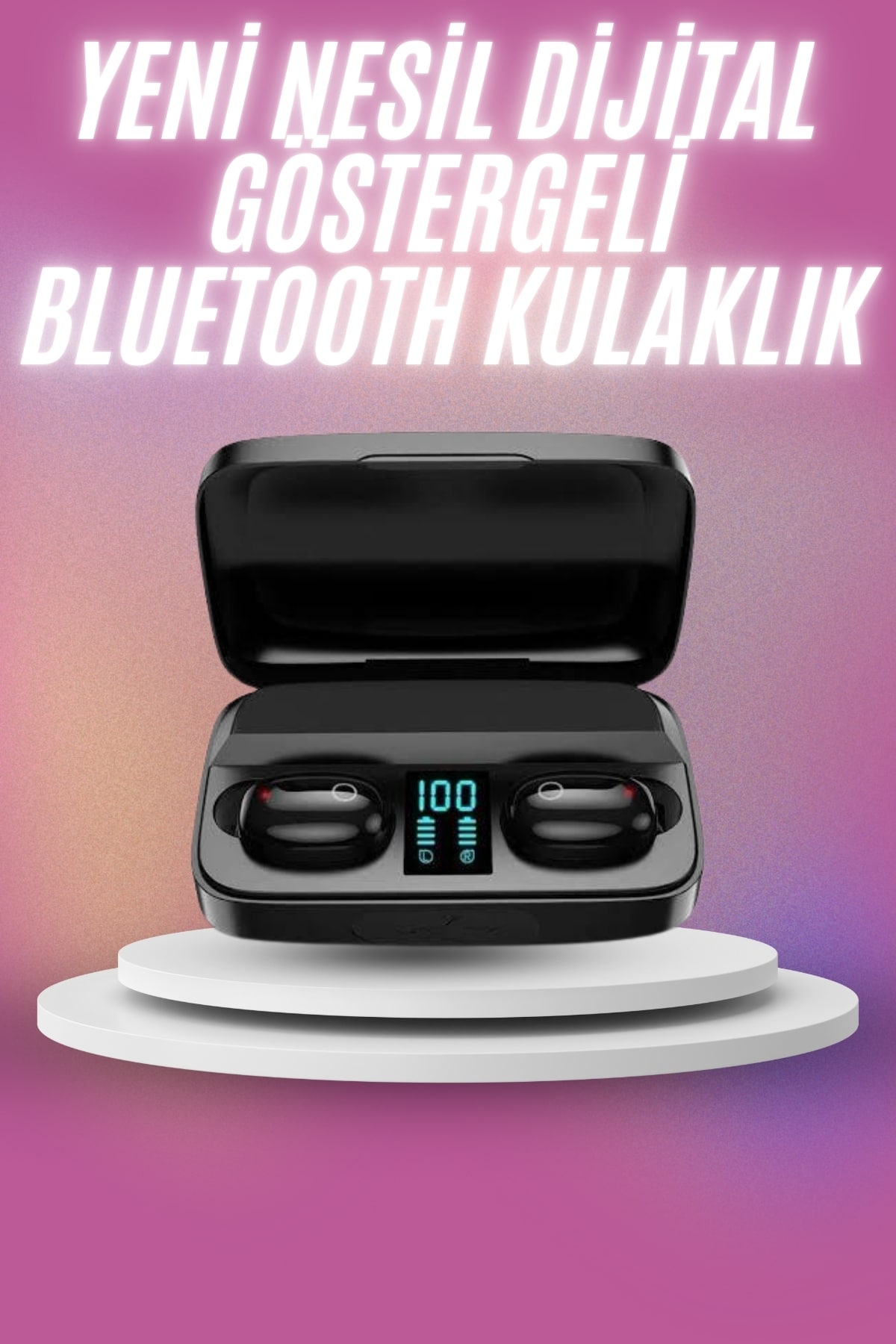 Kablosuz Bluetooth Kulaklık Android ve İOS Uyumlu Led Göstergeli Powerbankli - Lisinya