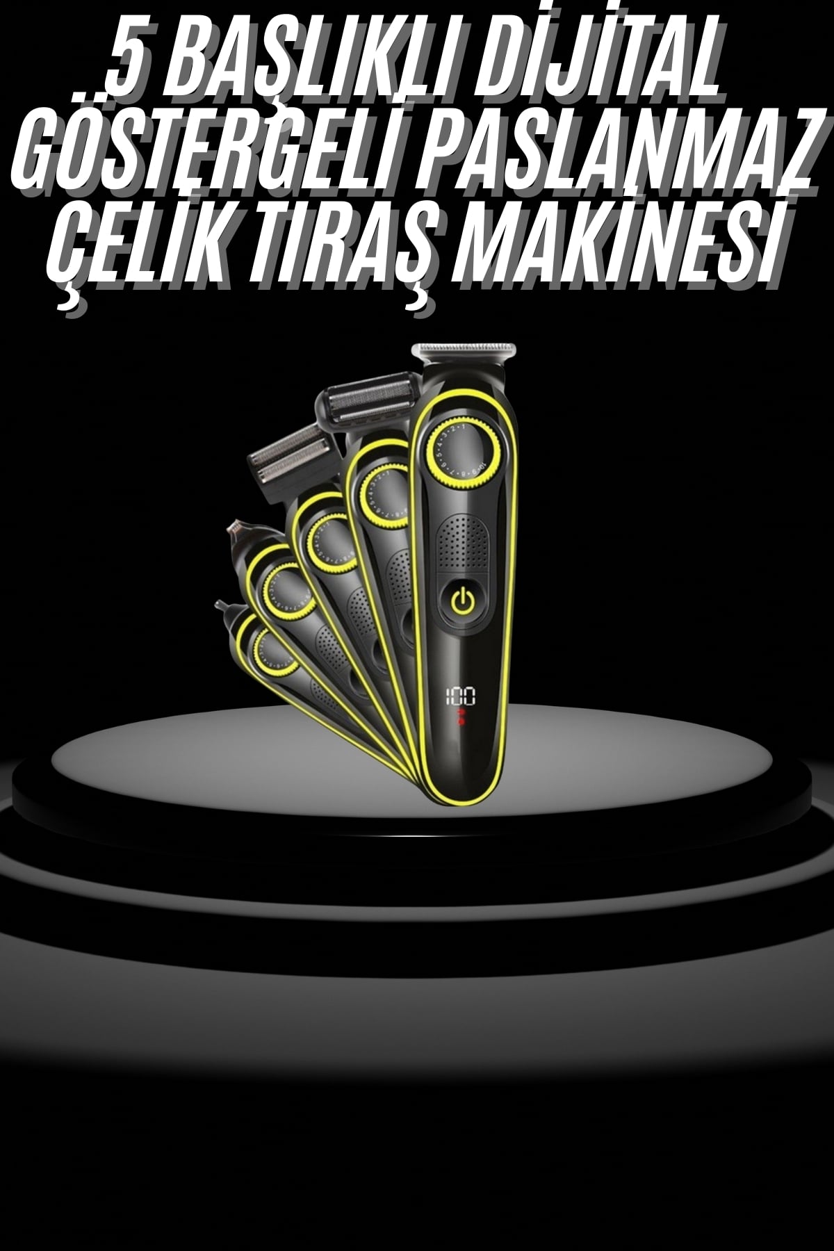 Saç Sakal Şekillendirici Tıraş Makinesi 5 Başlıklı Paslanmaz Çelik Bıçaklı Unısex - Lisinya