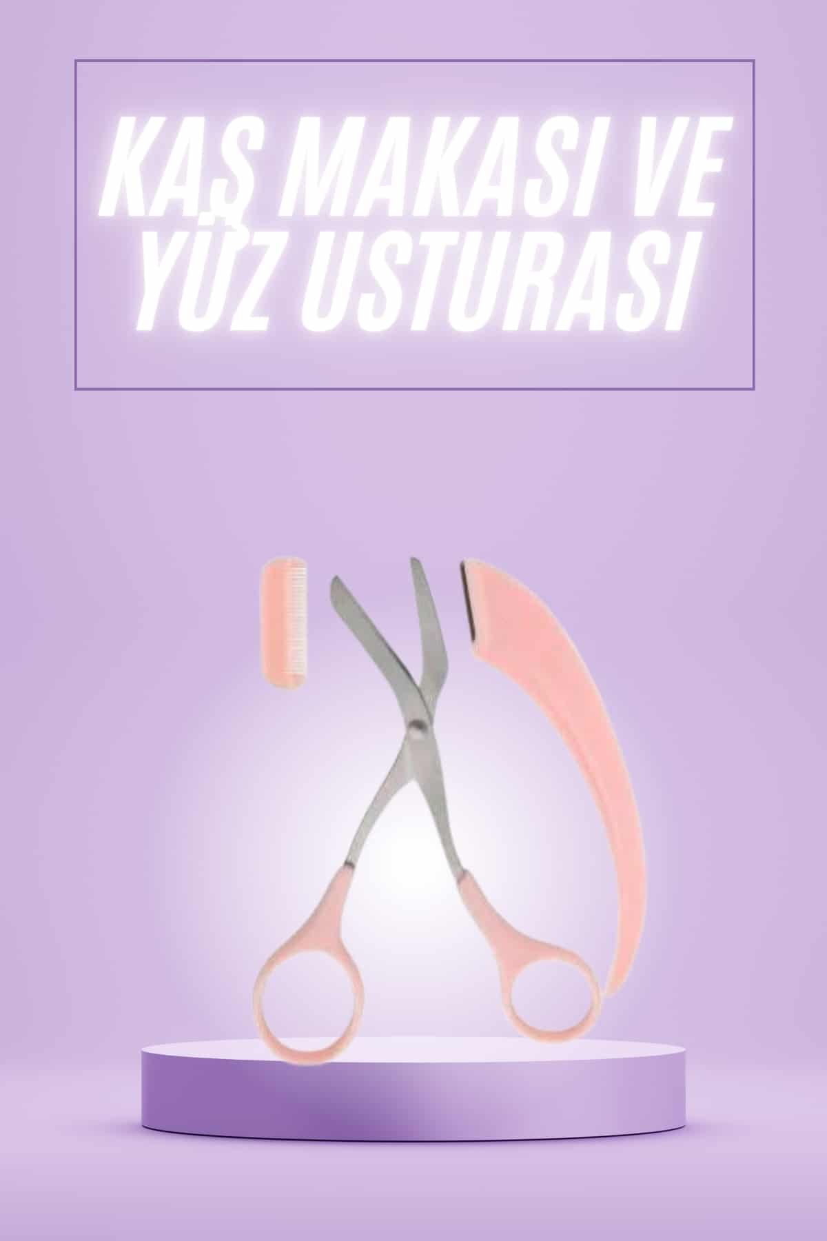 Taraklı Kaş Makası ve Ustura Seti Kaş Düzeltme Makası Kaş Bıyık Alma Aleti - Lisinya