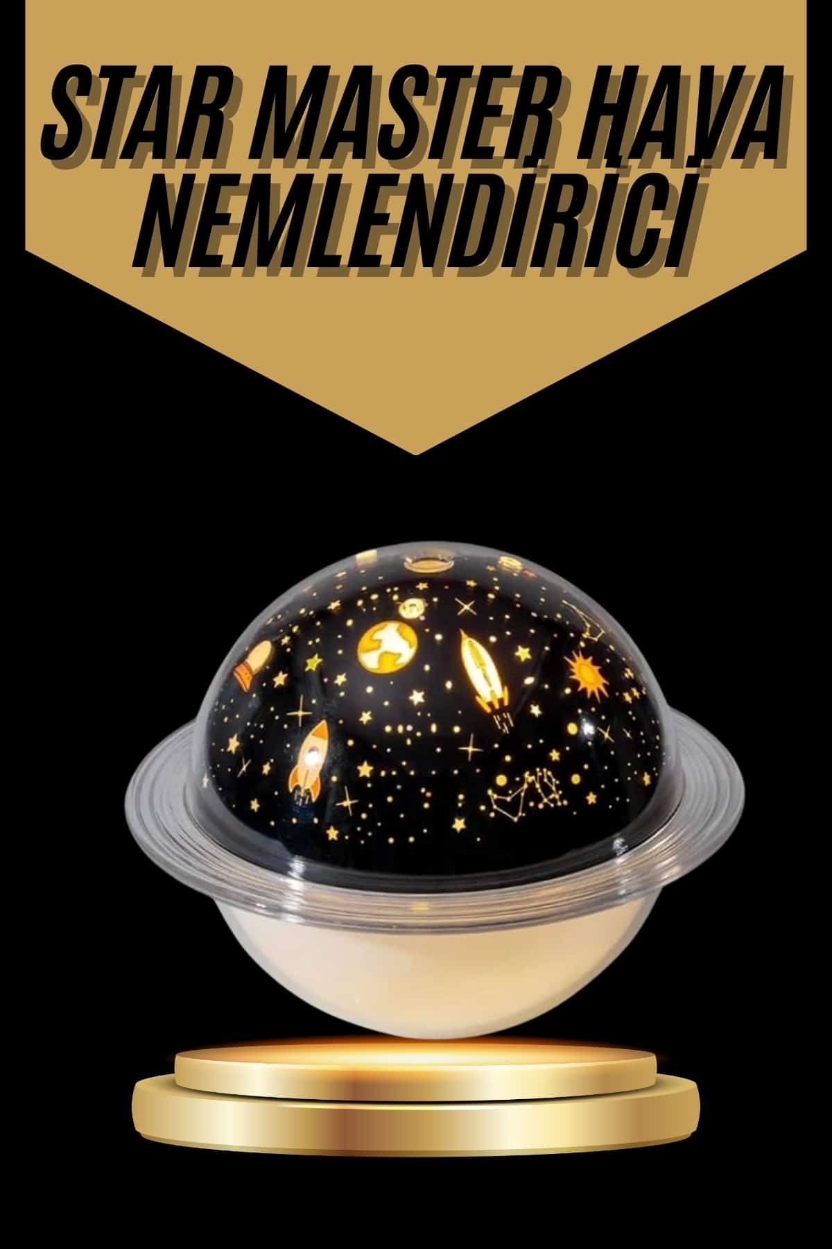 Hava Nemlendirici Renk Değiştiren Oda Kokusu Yıldızlı Projektör - Lisinya