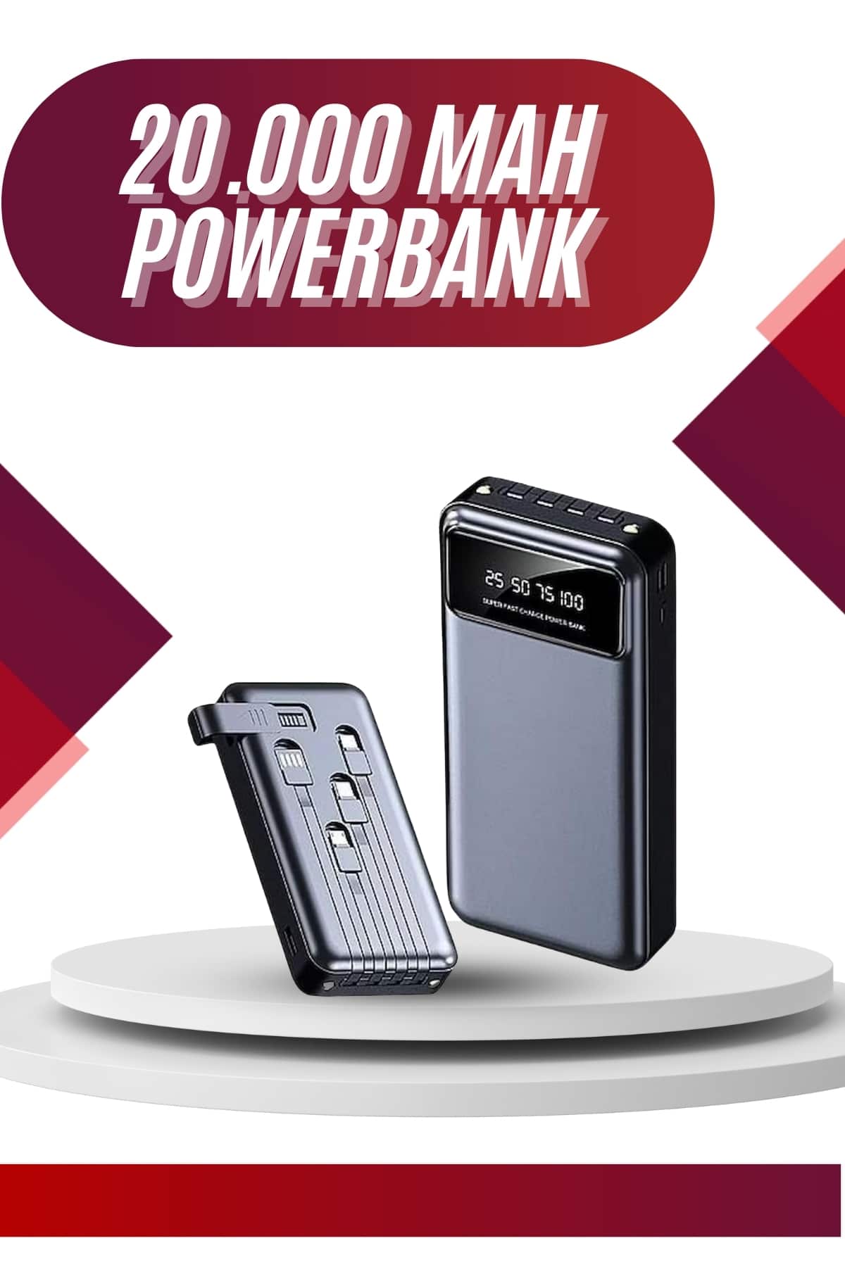 4 Çıkışlı 20.000 Mah Powerbank Uzun Pil Ömürlü Taşınabilir - Lisinya