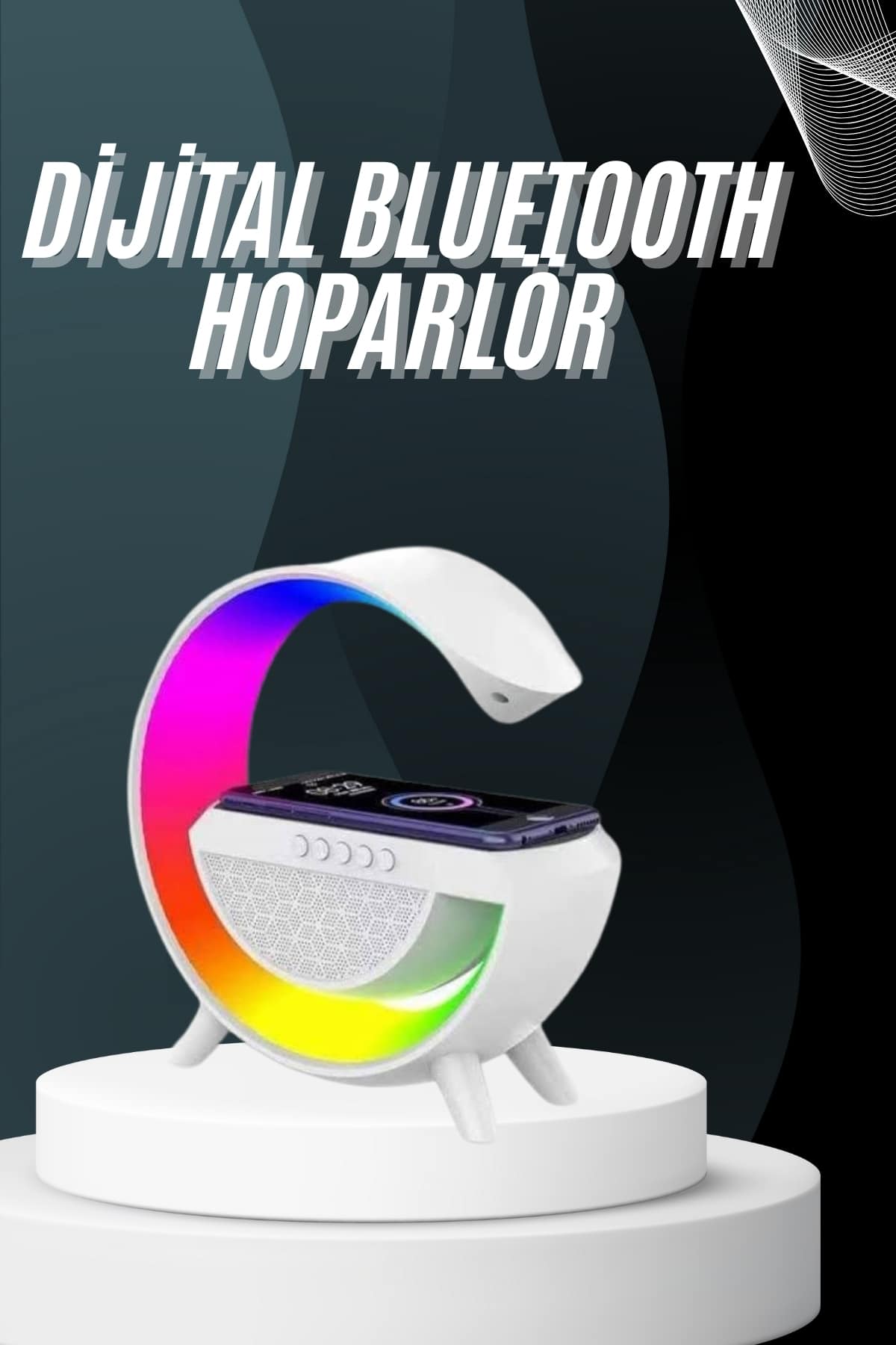 Bluetooth Hoparlör G Şekli Atmosfer Akıllı Rgb Lamba Wireless Kablosuz Şarj - Lisinya