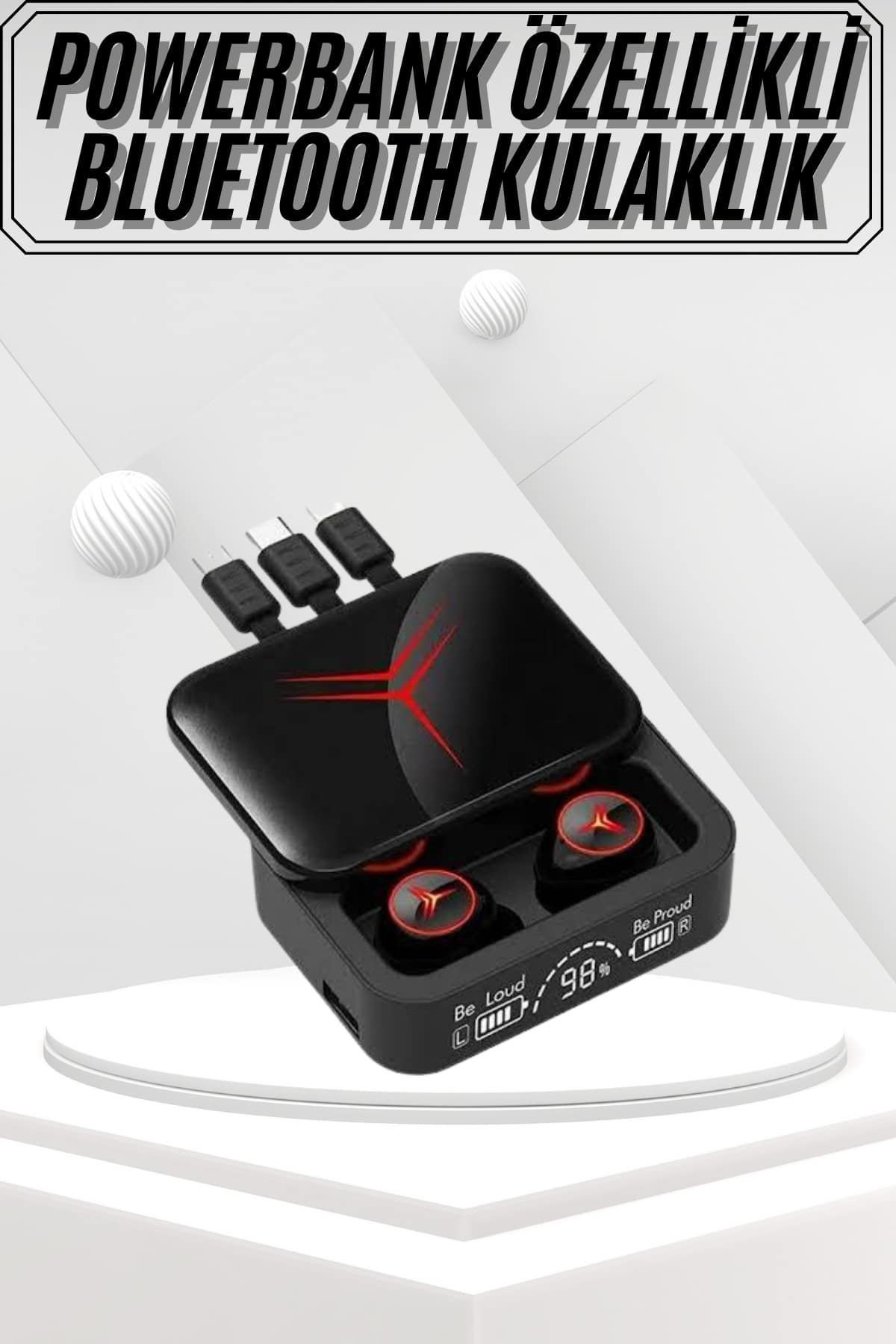 Kablosuz Bluetooth Kulaklık Powerbank Özellikli Göstergeli Hd Mikrofon - Lisinya