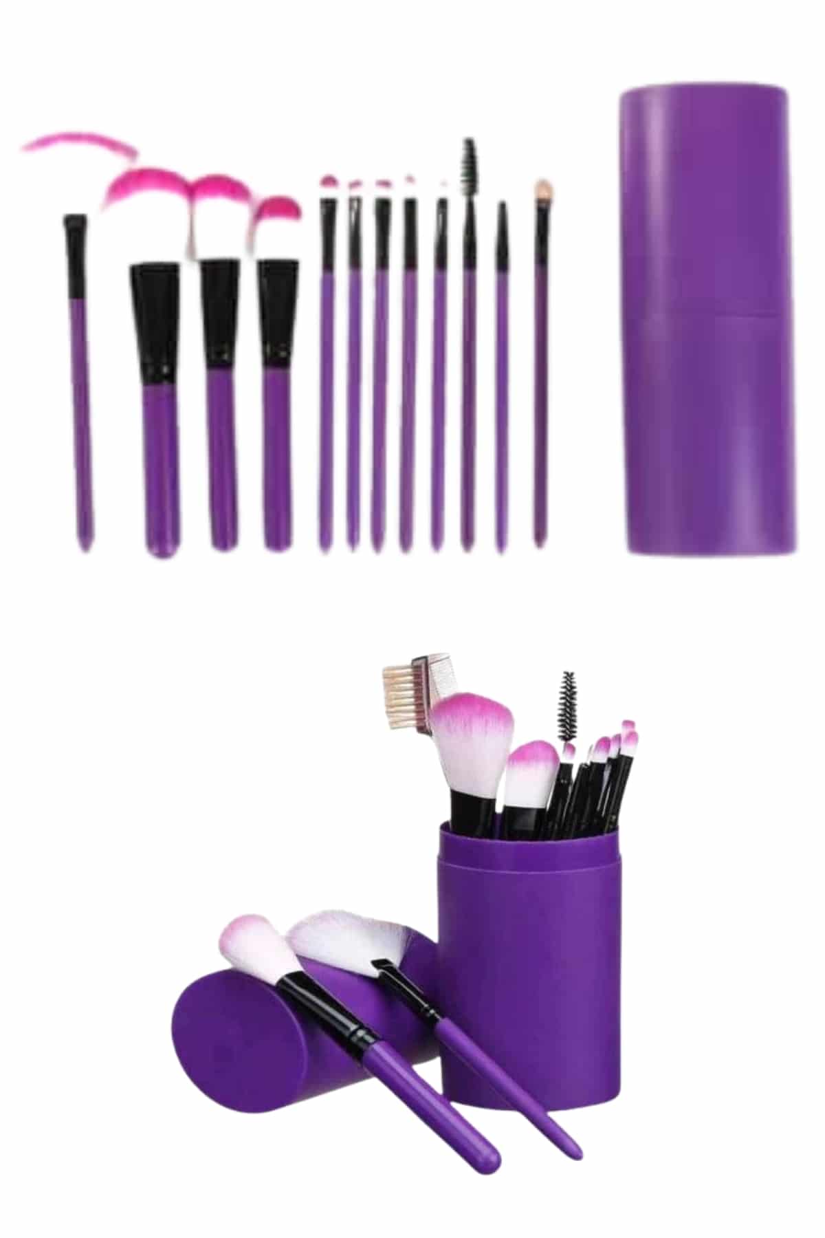 12 Parça Makyaj Fırçası Yumuşak Kıllı Profesyonel Fırça Seti Yüksek Kaliteli Pürüzsüz - Lisinya