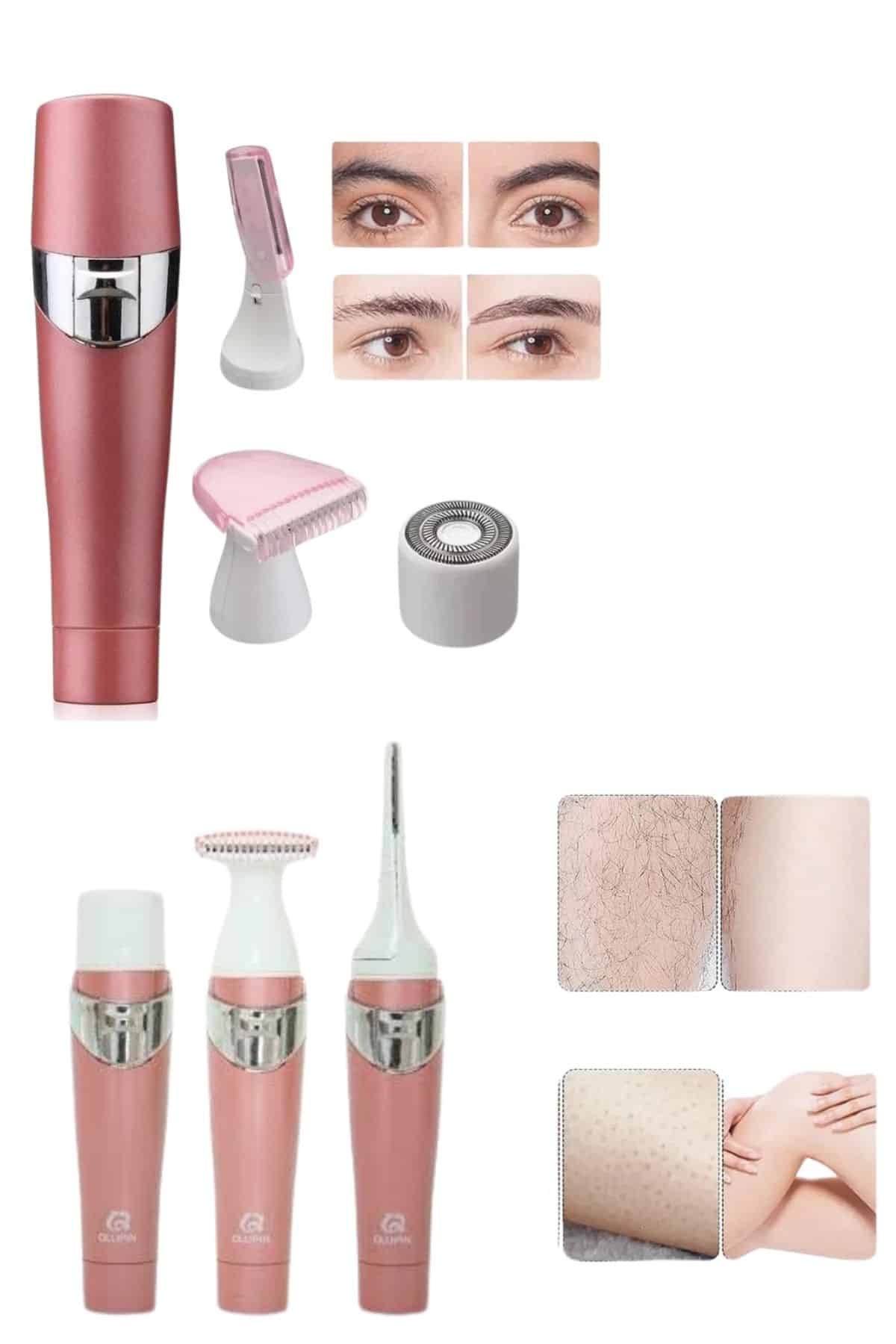 Yüz Kaş ve Tüm Vücut Epilasyon Aleti 3 Başlıklı Hassas Ciltlere Uygun Epilatör - Lisinya