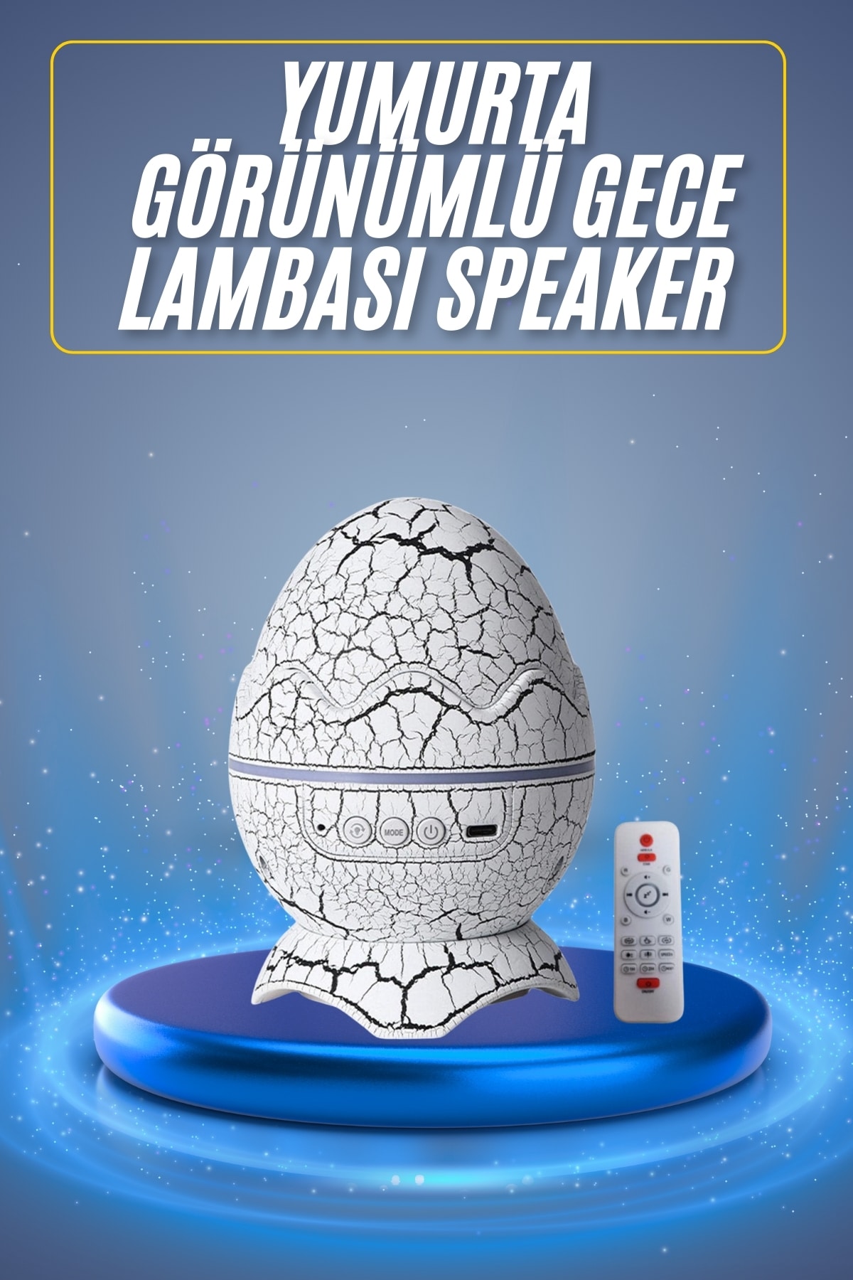Bluetooth Hoparlör Dinozor Yumurtası Gece Masa Lambası Projektör - Lisinya