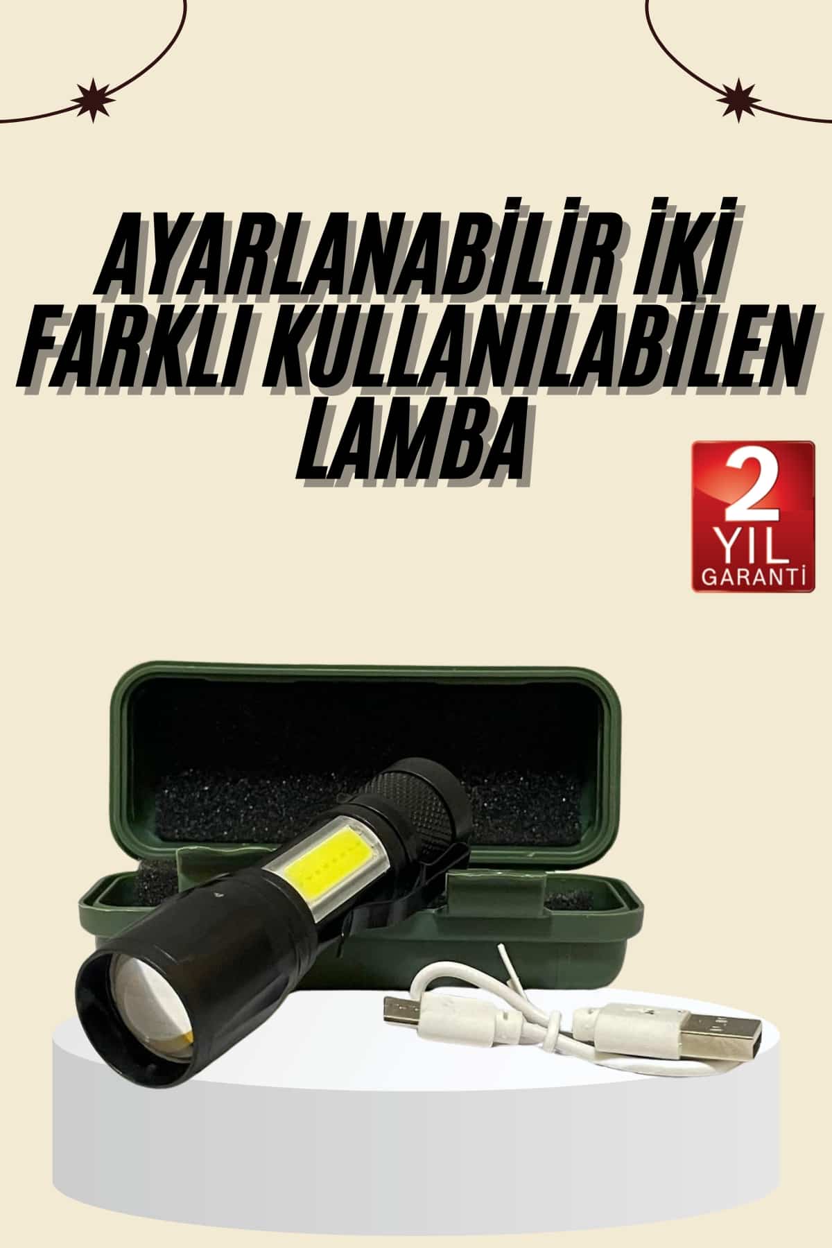 Uzun Menzilli Şarjlı El Feneri Uzun Ömürlü Led Işık Lamba - Lisinya