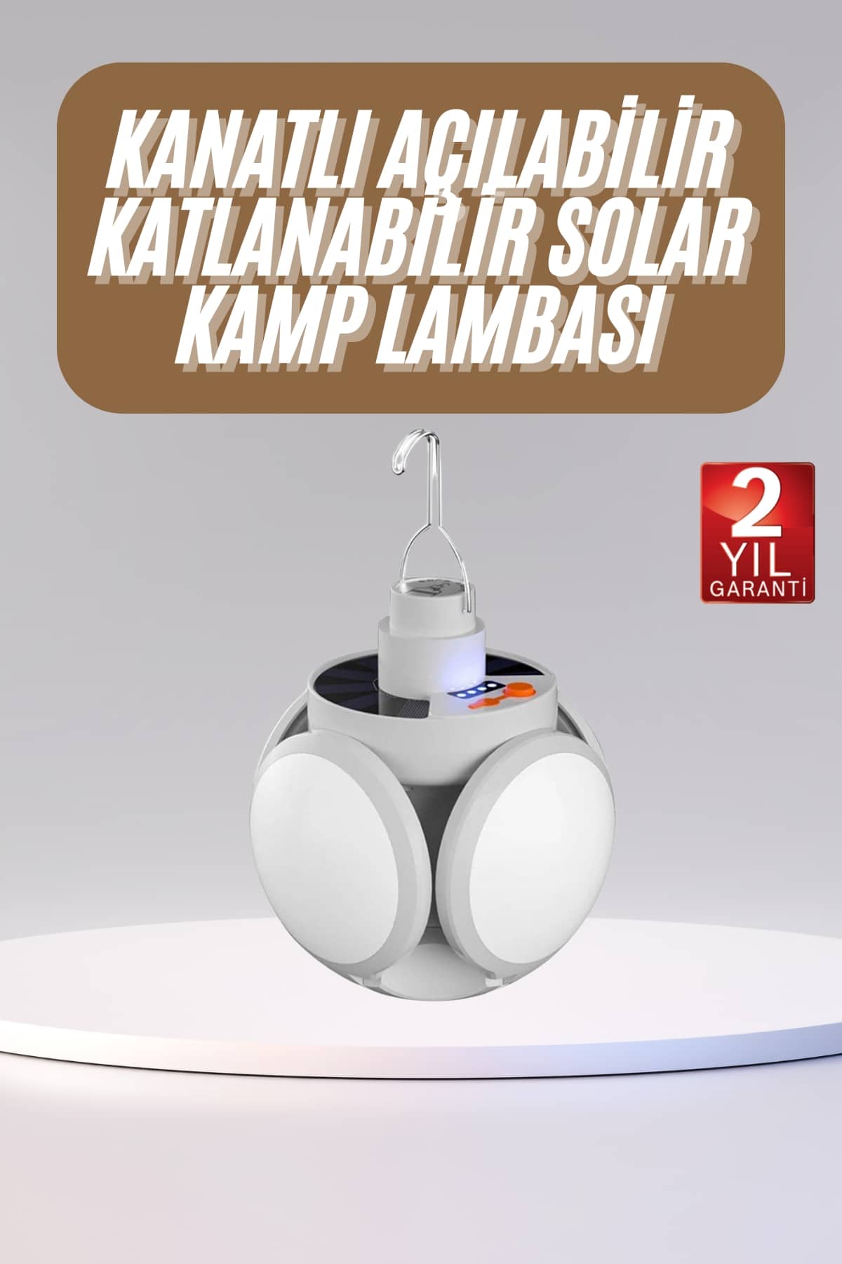 Katlanabilir Askılı Kamp Lambası 5 Kanatlı Pratik Güneş Enerjili - Lisinya