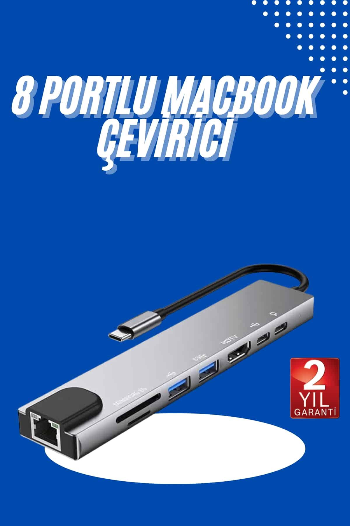 Usb Type-c Hub Dönüştürücü Çevirici Çoklayıcı Macbook Çevirici 8 Portlu - Lisinya