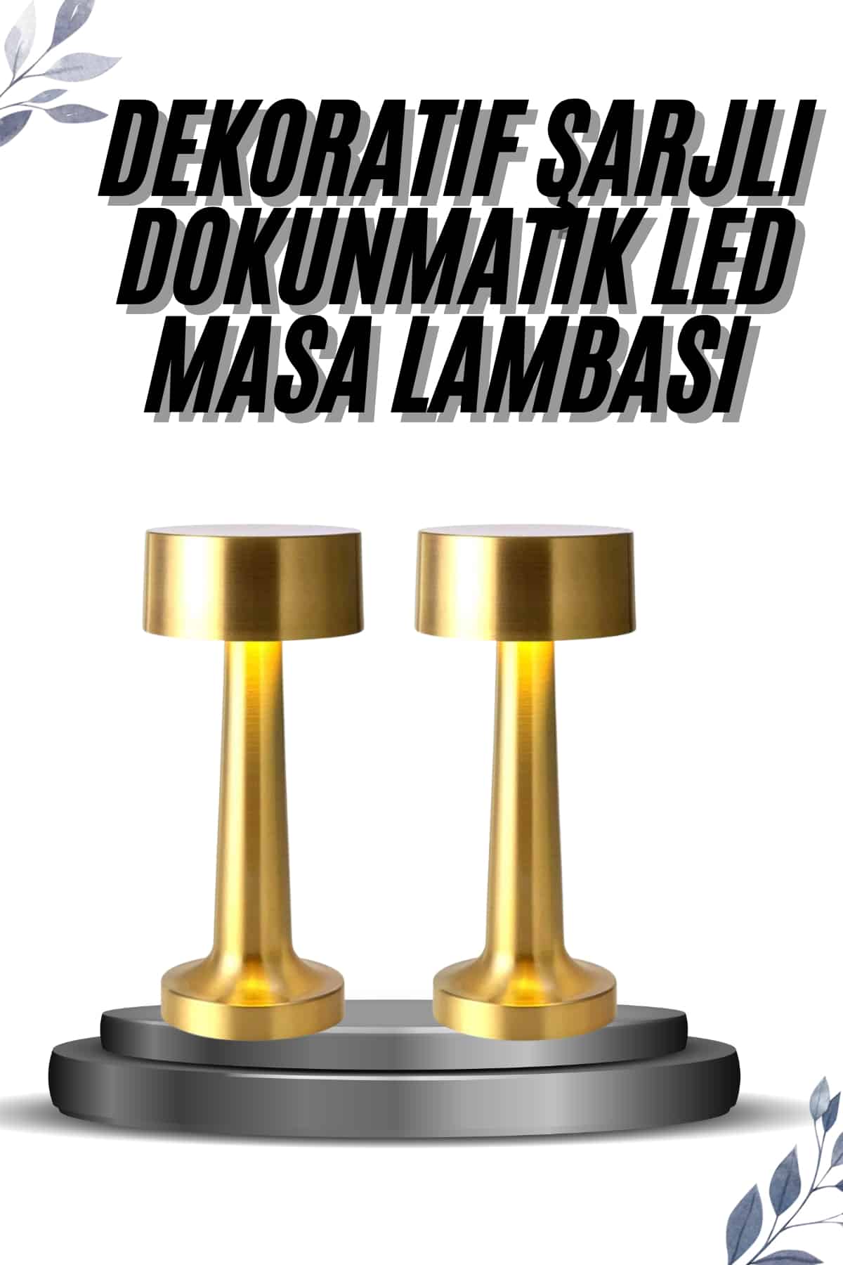 Kablosuz Renkli Masa ve Gece Lambası Altın Rengi Dokunmatik Led Lamba - Lisinya