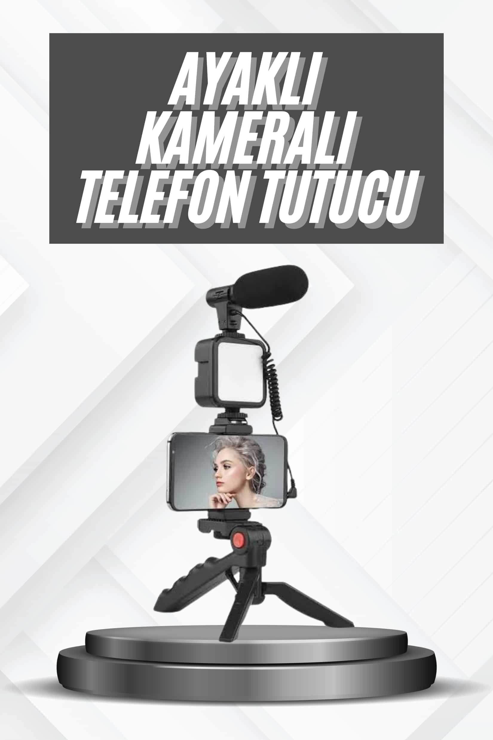 Telefon Tutucu Mikrofonlu Işıklı Youtuber Video Kayıt - Lisinya
