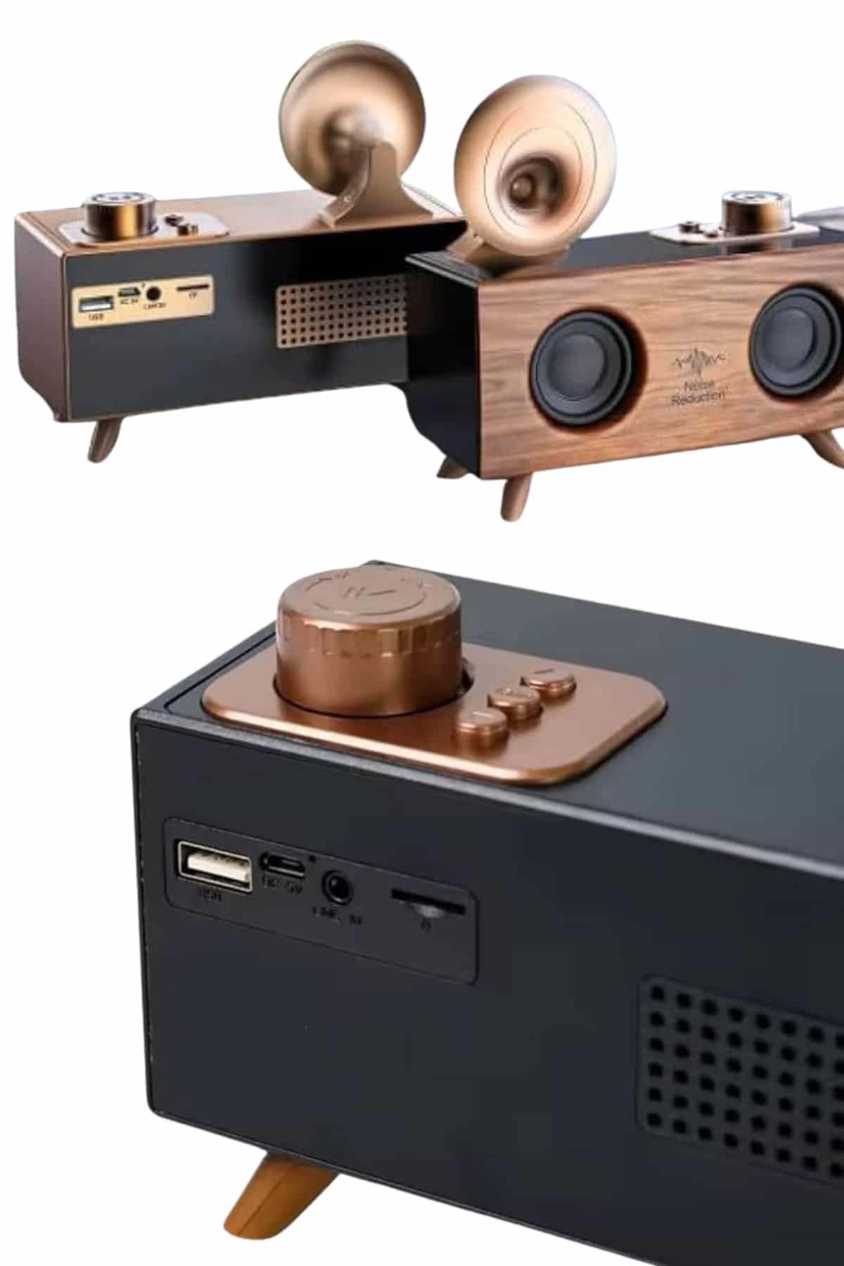 Bluetooth Nostalji Speaker Radyo Gramofon Ahşap Renk Vintage - Lisinya