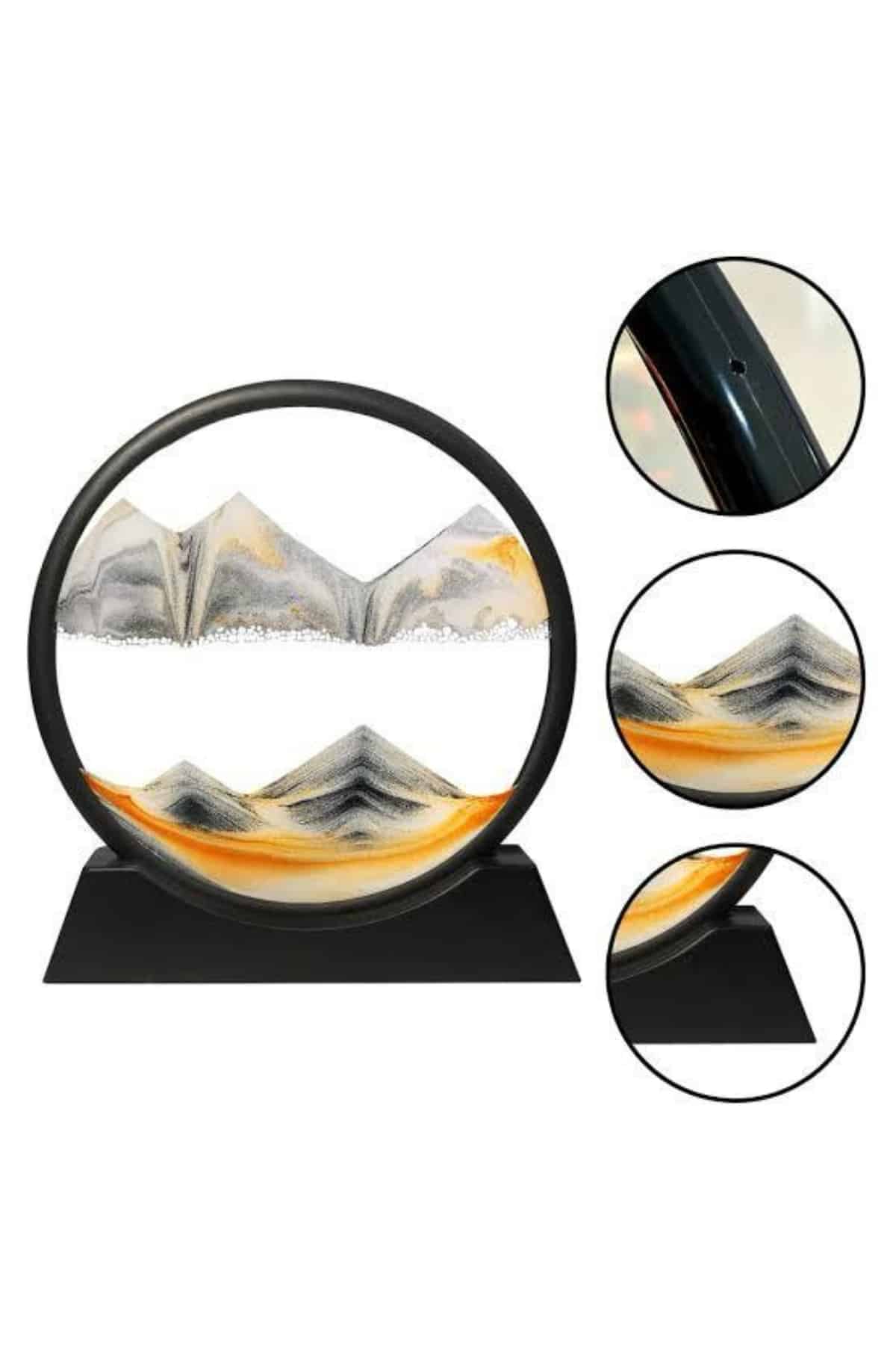 3D LED Işıklı Kum Saati Gece Lambası Hareketli Sulu Kum Saati Orta Boy - Lisinya