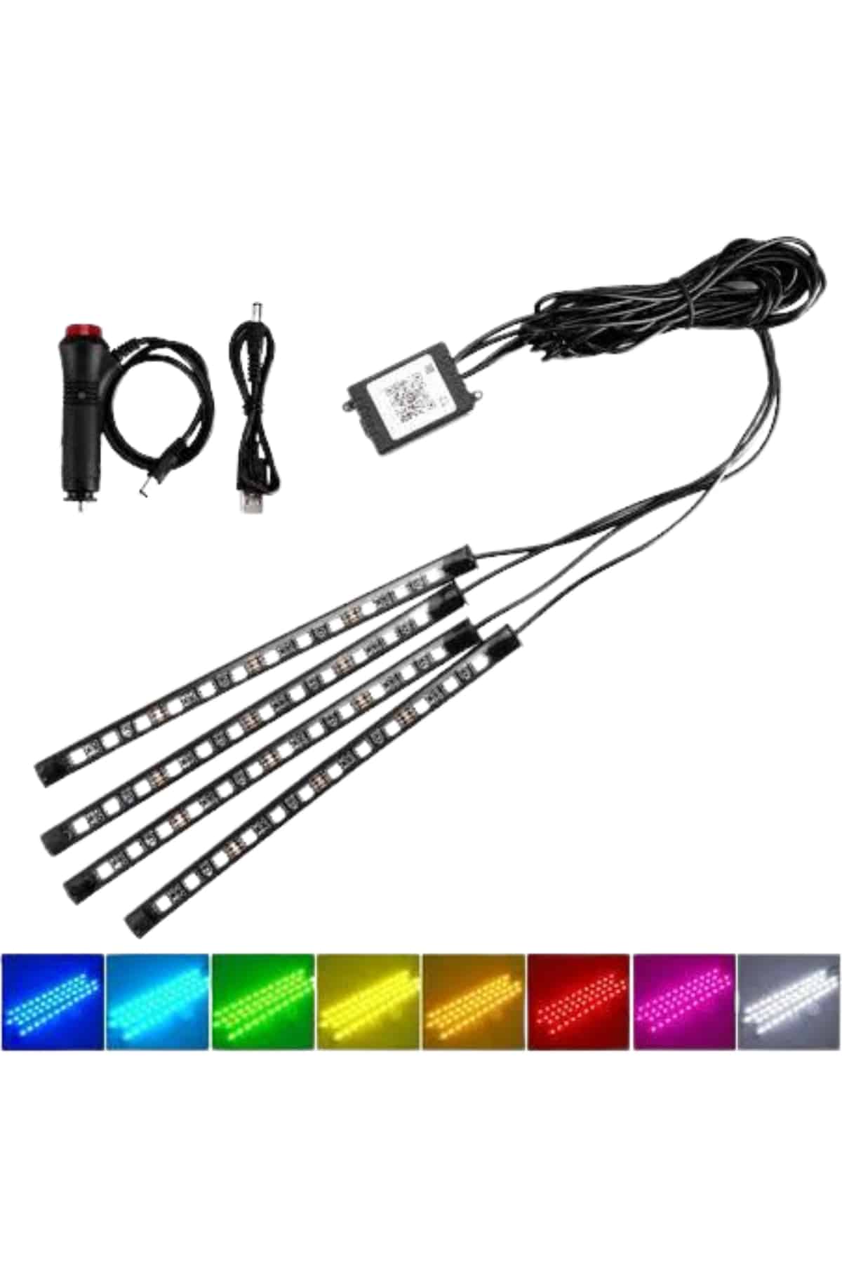 Araç İçi Ayak Altı Led 12 Led Işık Sese Müziğe Duyarlı RGB Işıklı Aydınlatma Seti - Lisinya