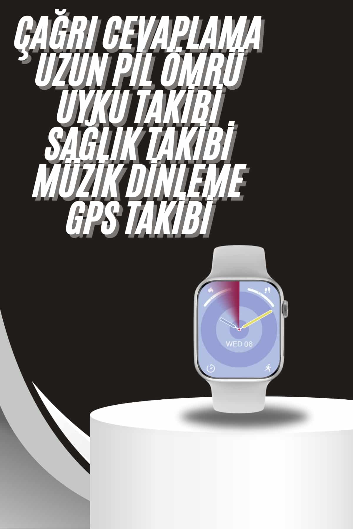 Akıllı Saat Gümüş Kasa Bluetooth Kulaklık Hediyeli Çok Fonksiyonlu İkili Set - Lisinya