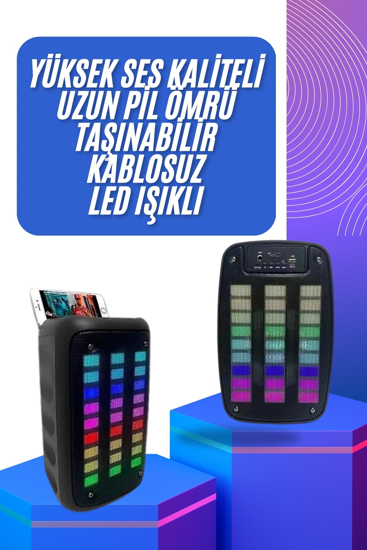 Taşınabilir 6.5 inç LED Bluetooth Kareoke Hoparlör RGB Işıklı Radyolu - Lisinya Taşınabilir 6.5 inç LED Bluetooth Kareoke Hoparlör RGB Işıklı Radyolu - Lisinya