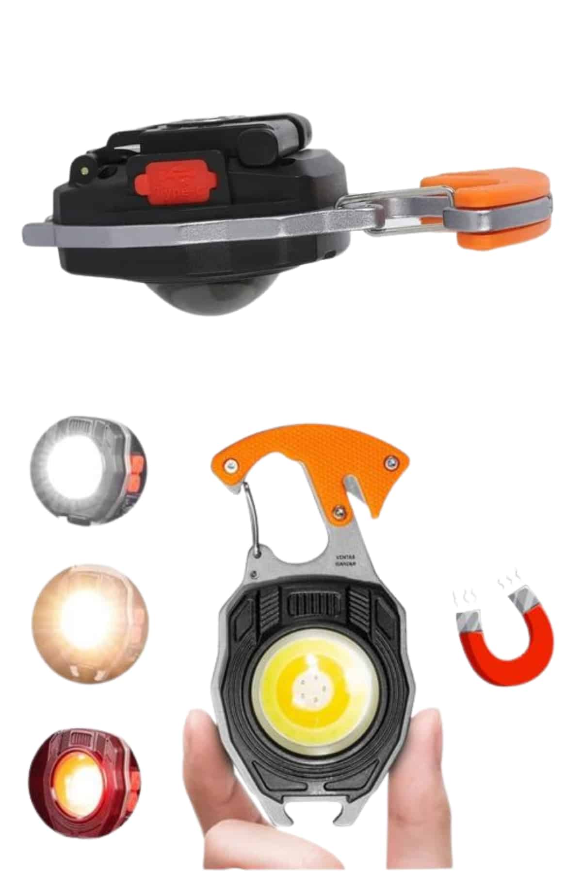 Çok İşlevli Acil Durum Işığı USB Şarjlı Cep Feneri 7 Farklı Mod - Lisinya