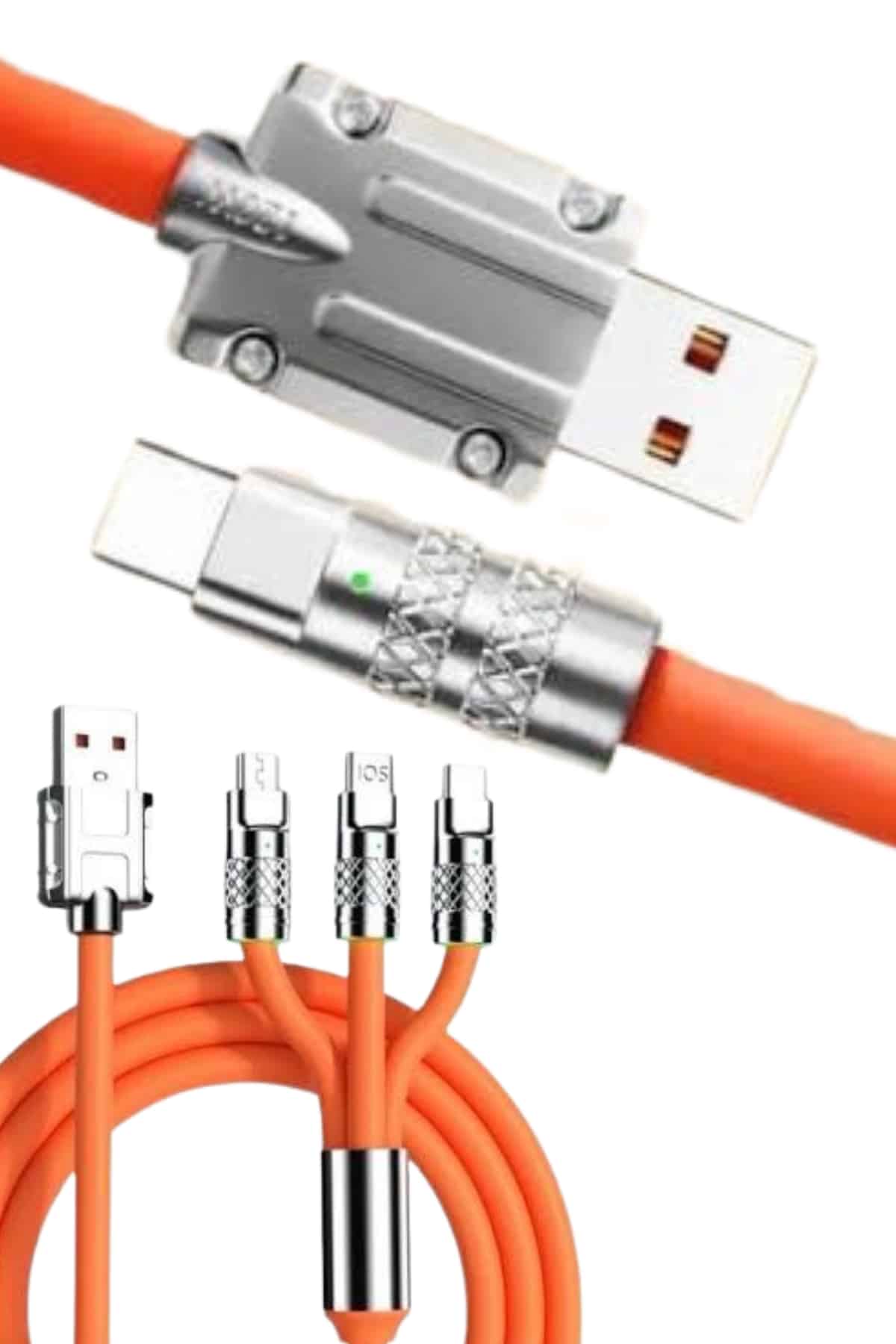 120W 3 İn 1 Uyumlu Silikon Şarj Kablosu Hızlı Şarj Kablosu - Lisinya 120W 3 İn 1 Uyumlu Silikon Şarj Kablosu Hızlı Şarj Kablosu - Lisinya