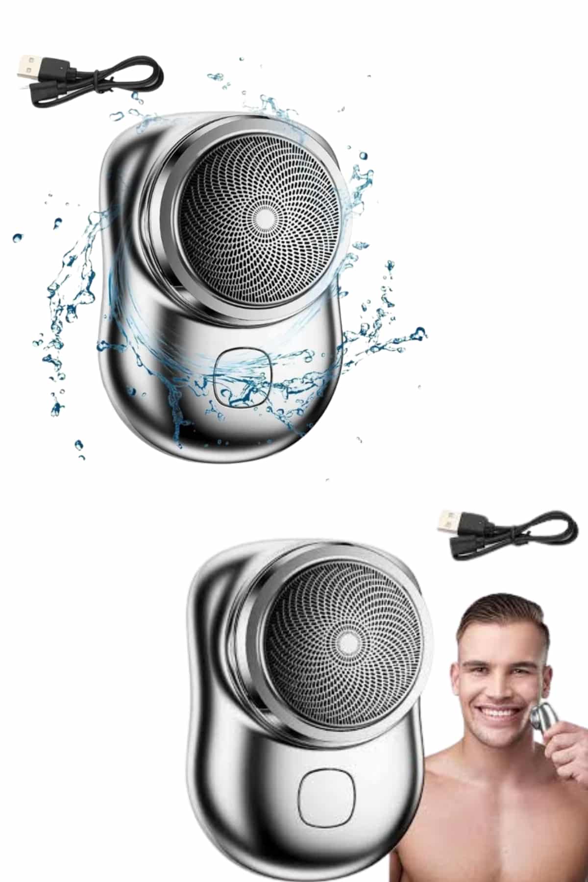 Kablosuz Tıraş Makinesi Günlük Hızlı Taşınabilir Şarjlı Yuvarlak Paslanmaz Çelik - Lisinya