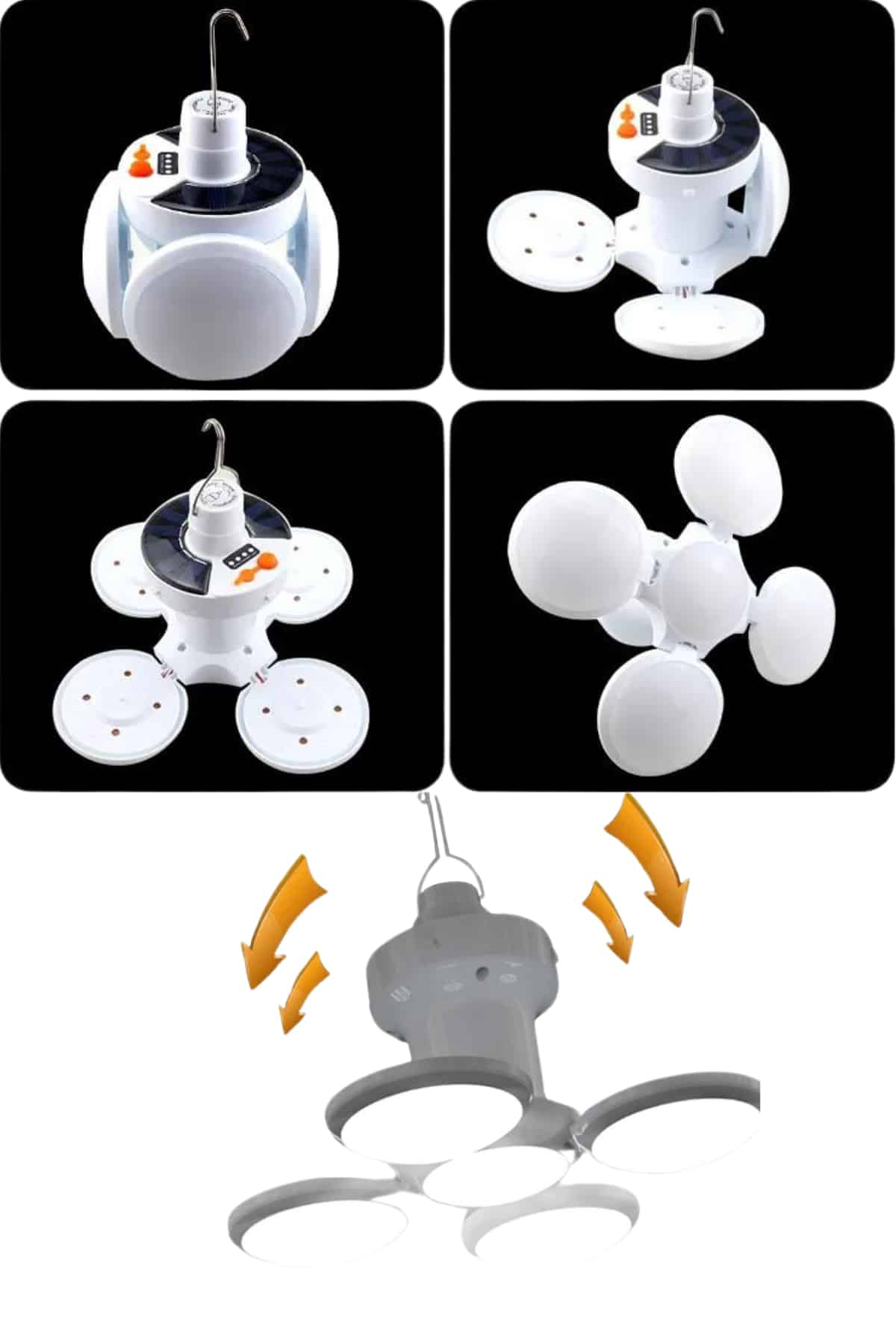 Katlanabilir Askılı Kamp Lambası 5 Kanatlı Pratik Güneş Enerjili - Lisinya