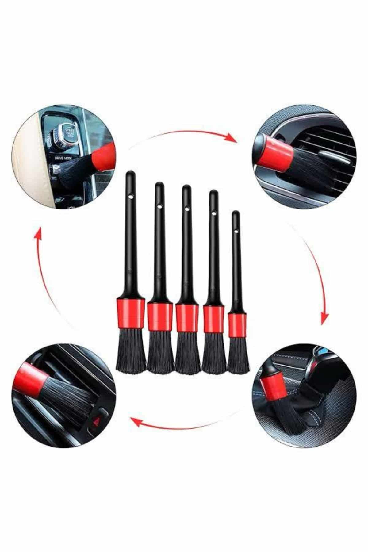 Araç İçi Led Aksesuar 5 Farklı Detaylı Araba Temizlik Fırçası Oto Temizleme Fırçası - Lisinya