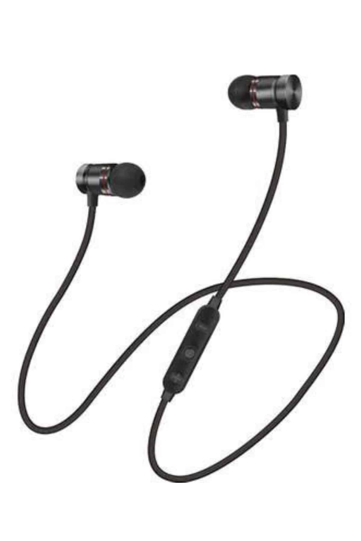 Sports Mıknatıslı Siyah Bluetooth Kulaklık Kablolu Uzun Pil Ömrü - Lisinya