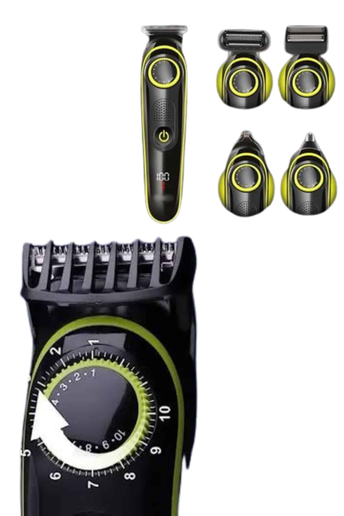 5 Başlıklı Şarjlı Tıraş Makinesi Led Ekran Saç Sakal Ense Tıraşına Uygun Bakım Seti - Lisinya