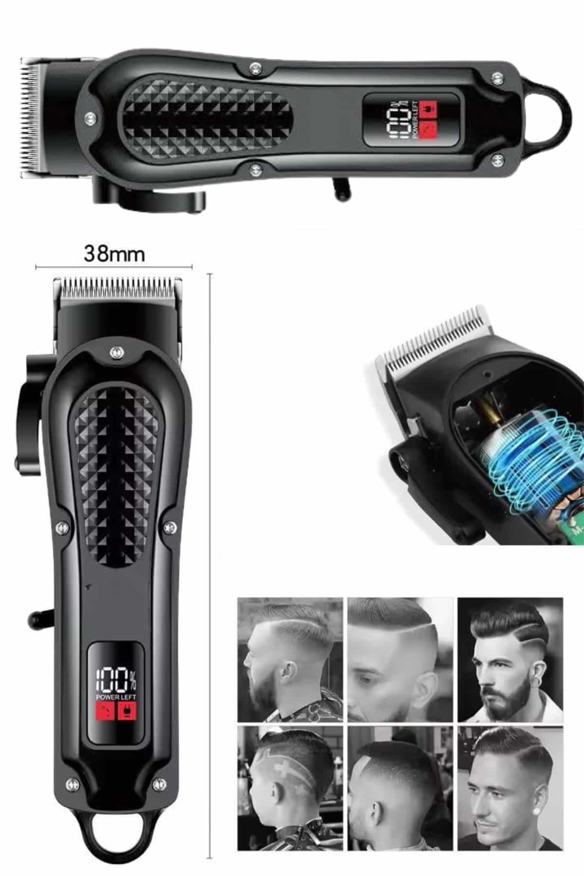 Dijital Profesyonel Kablosuz Saç Sakal Tıraş Makinası Sessiz Paslanmaz Çelik - Lisinya