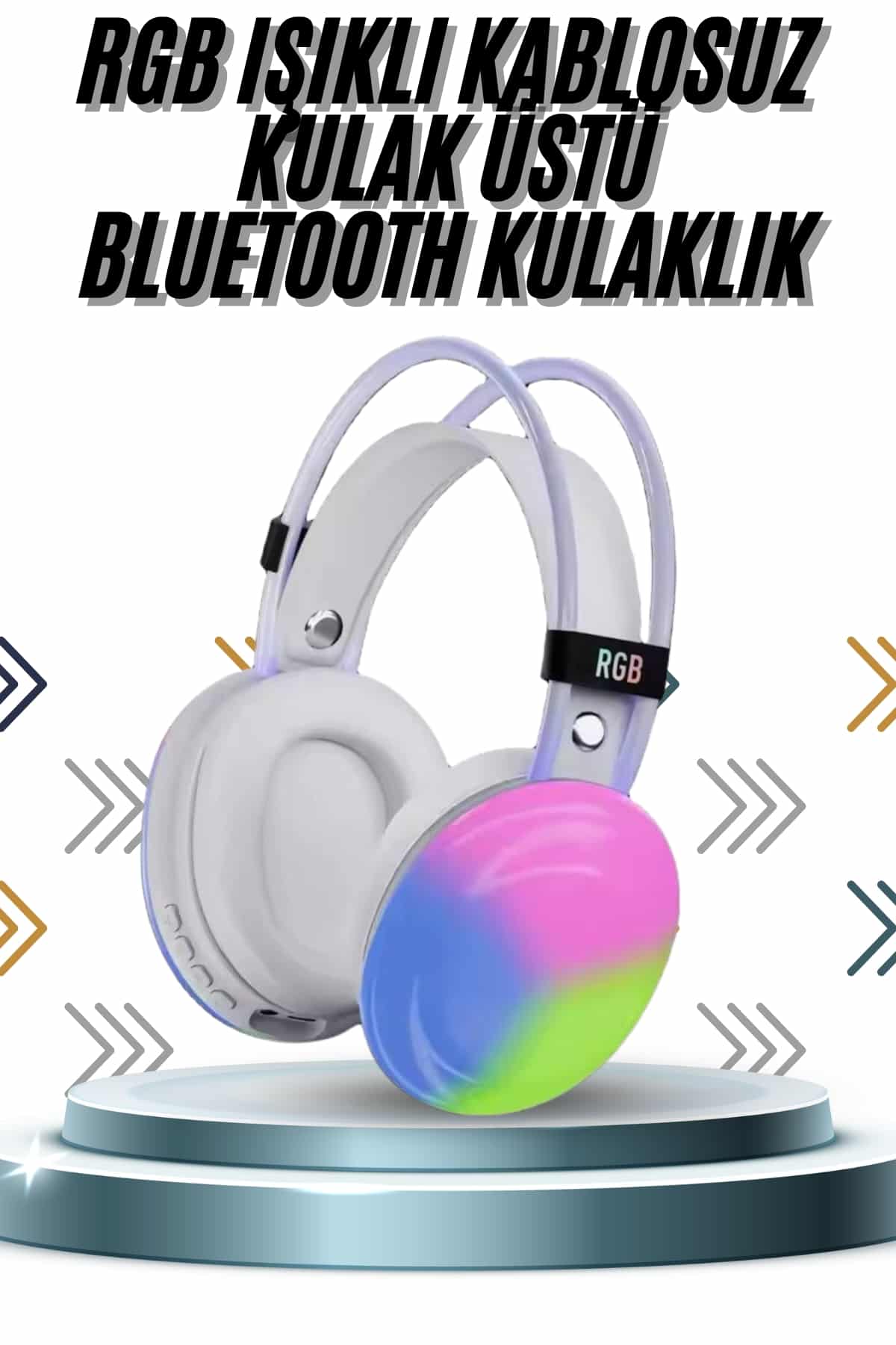 Kablosuz Bluetooth Kulaklık RGB Işıklı Kulak Üstü 5.3 Bluetooth Bağlantılı - Lisinya