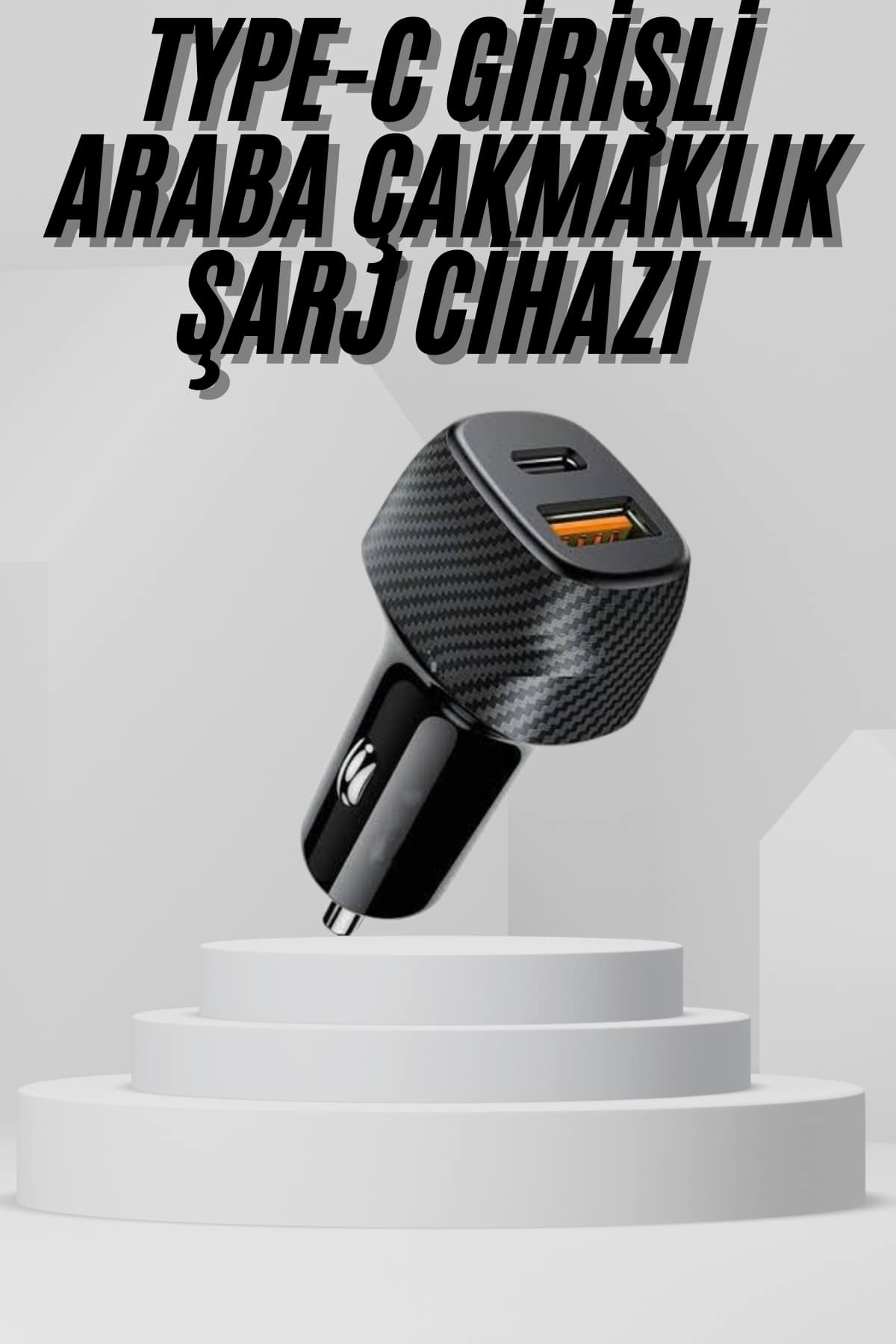 Araç İçi Şarj Cihazı 38W Güç Kapasiteli Type-C Girişli Araba Çakmaklık - Lisinya