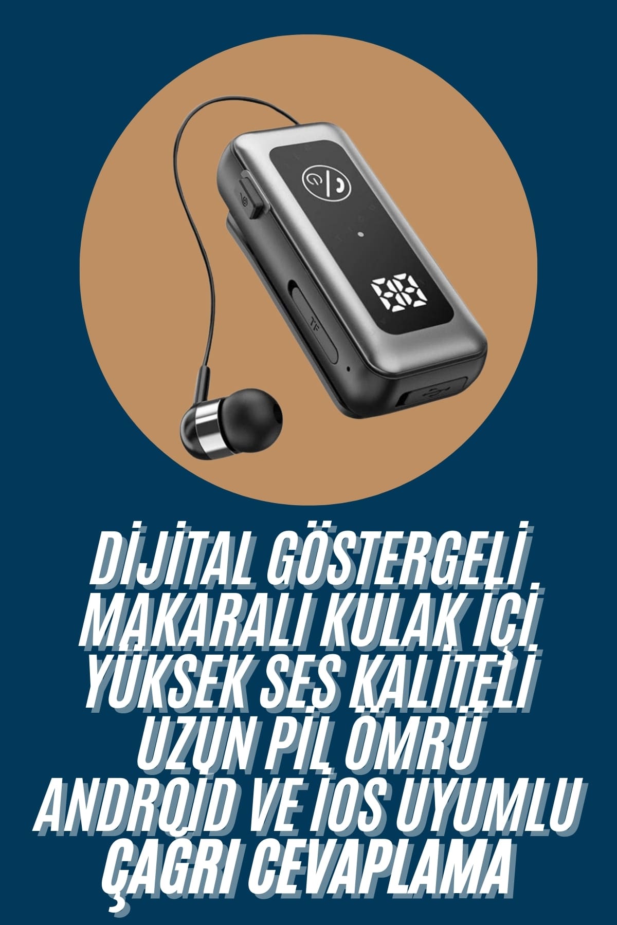 Makaralı Kulaklık SD Kart Girişli Dijital Göstergeli Kablolu Bluetooth Kulaklık - Lisinya