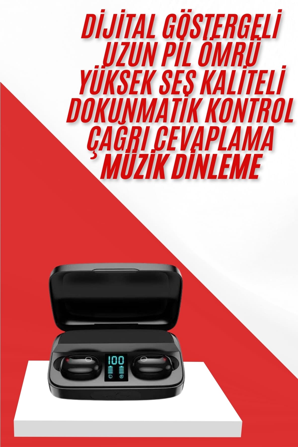 Kablosuz Bluetooth Kulaklık Android ve İOS Uyumlu Led Göstergeli Powerbankli - Lisinya